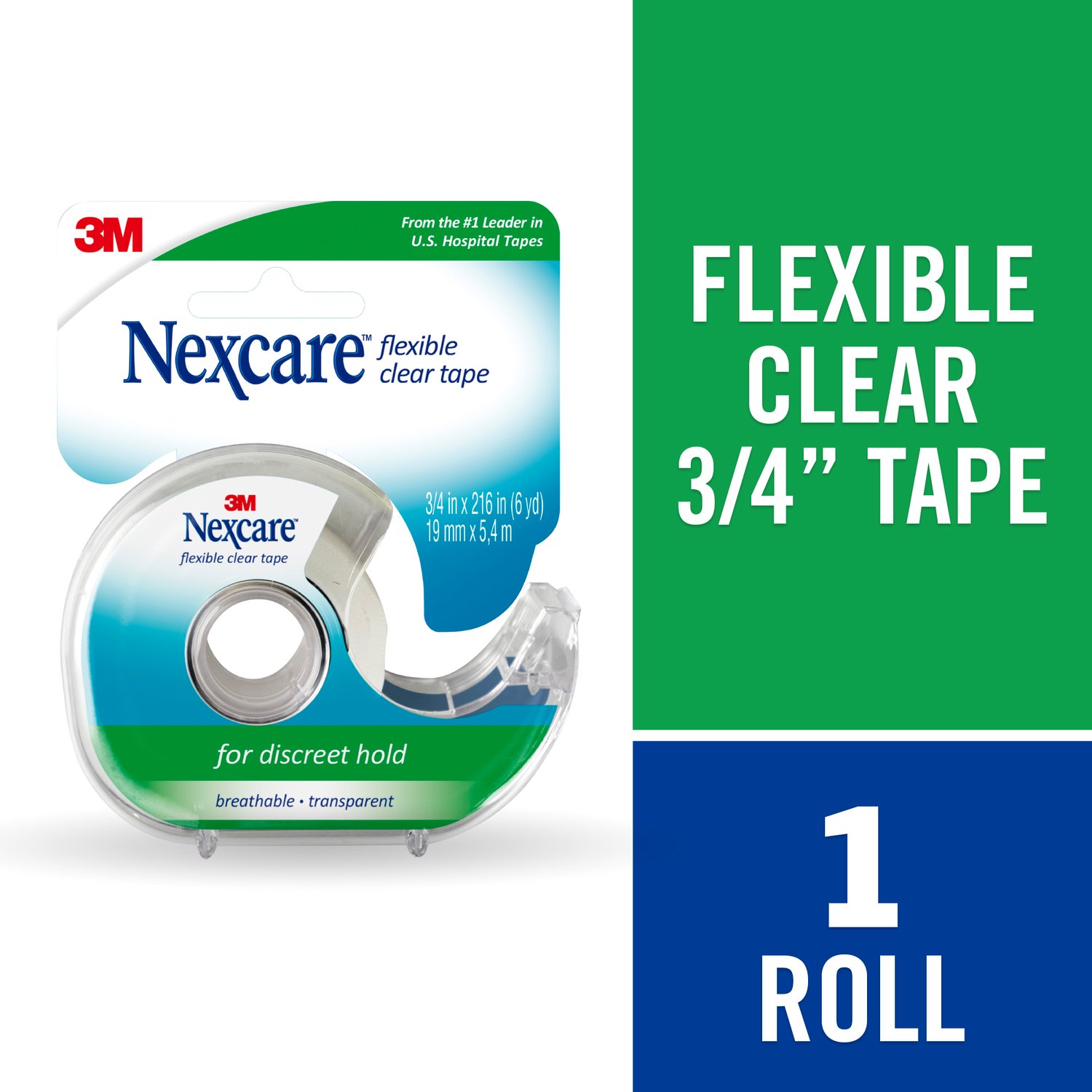 7100170072 - Nexcare Flexible Clear First Aid Tape Dispenser 779, 3/4 in x 7 yd