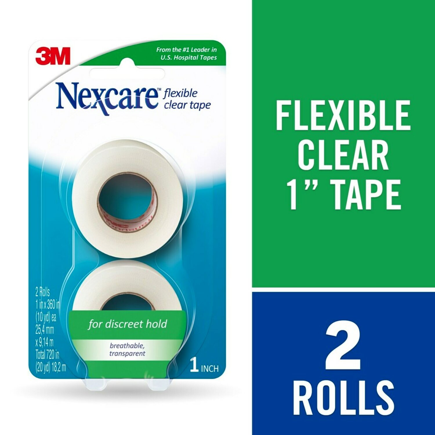 7100169516 - Nexcare Flexible Clear 771-2PK, 1 in x 360 in (25,4 mm x 9,14 m) in 2
Pk