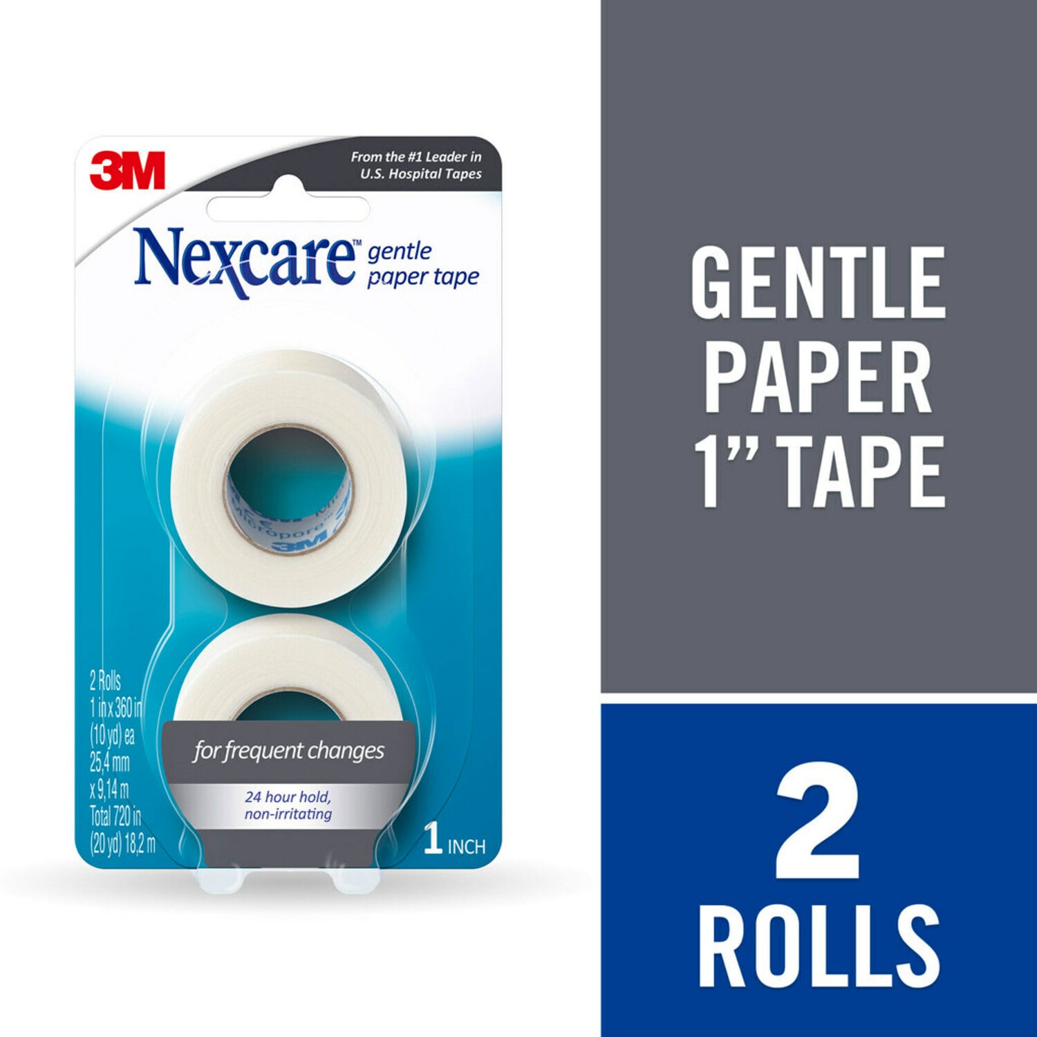 7100187764 - Nexcare Gentle Paper First Aid Tape, 781-2Pk-CA, 1 In X 10 Yds Carded (Carded, 2 Pk)