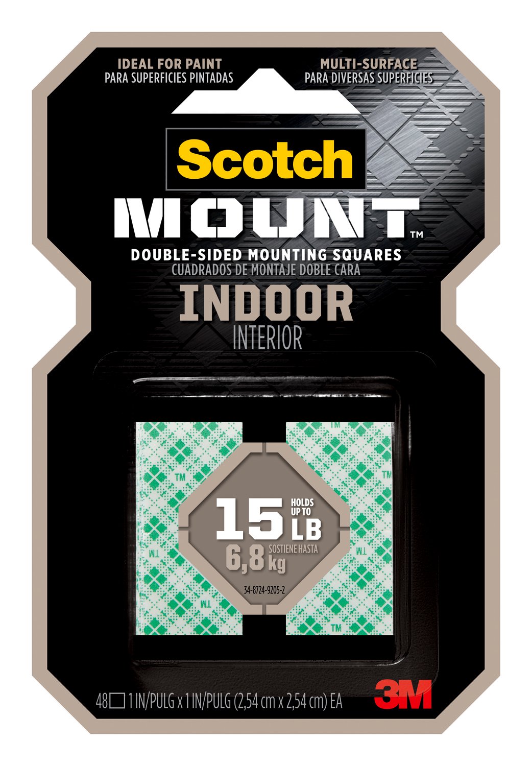 7100216170 - Scotch-Mount Indoor Double-Sided Mounting Squares 111H-SQ-48, 1 in x 1 in (2,54 cm x 2,54 cm) 48/pk