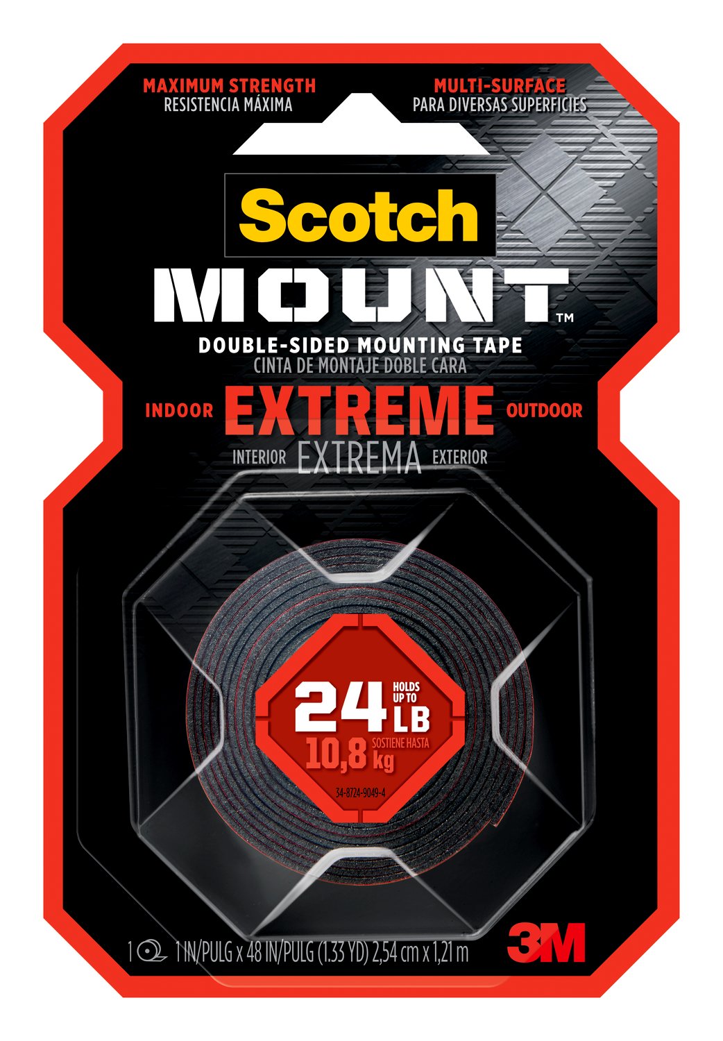 7100216178 - Scotch-Mount Extreme Double-Sided Mounting Tape 414H-48, 1 in x 48 in (2,54 cm x 1,21 m)