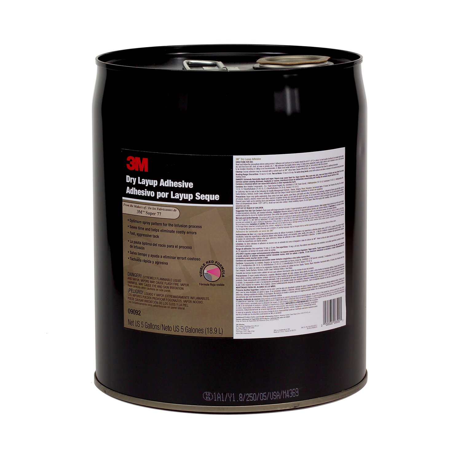 7010307745 - 3M Dry Layup Adhesive 1.0 09093, 200.6 Liter, red, 1 drum /Case