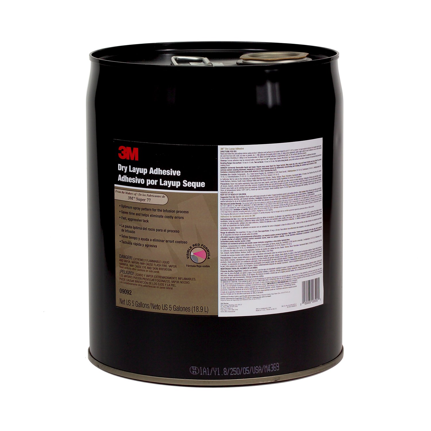 7000044933 - 3M Dry Layup Adhesive 1.0 09092, 18.93 Liter, red, 1 pail /Case