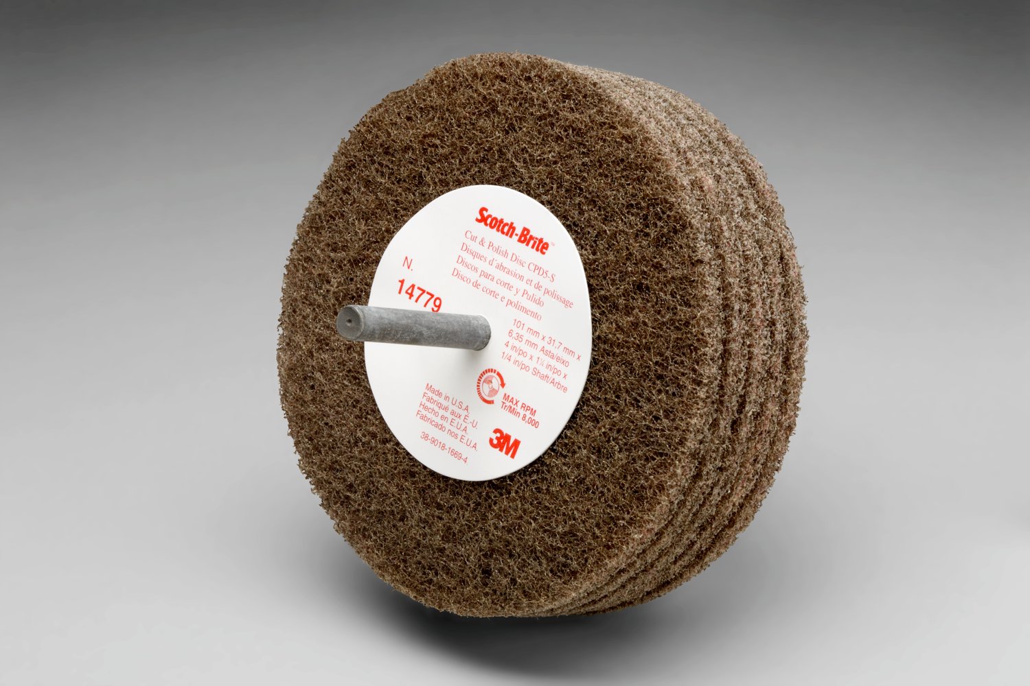 7000120710 - Scotch-Brite Cut and Polish Disc D5, 4 in x 1-1/4 in x 1/4 in A MED, 10 ea/Case