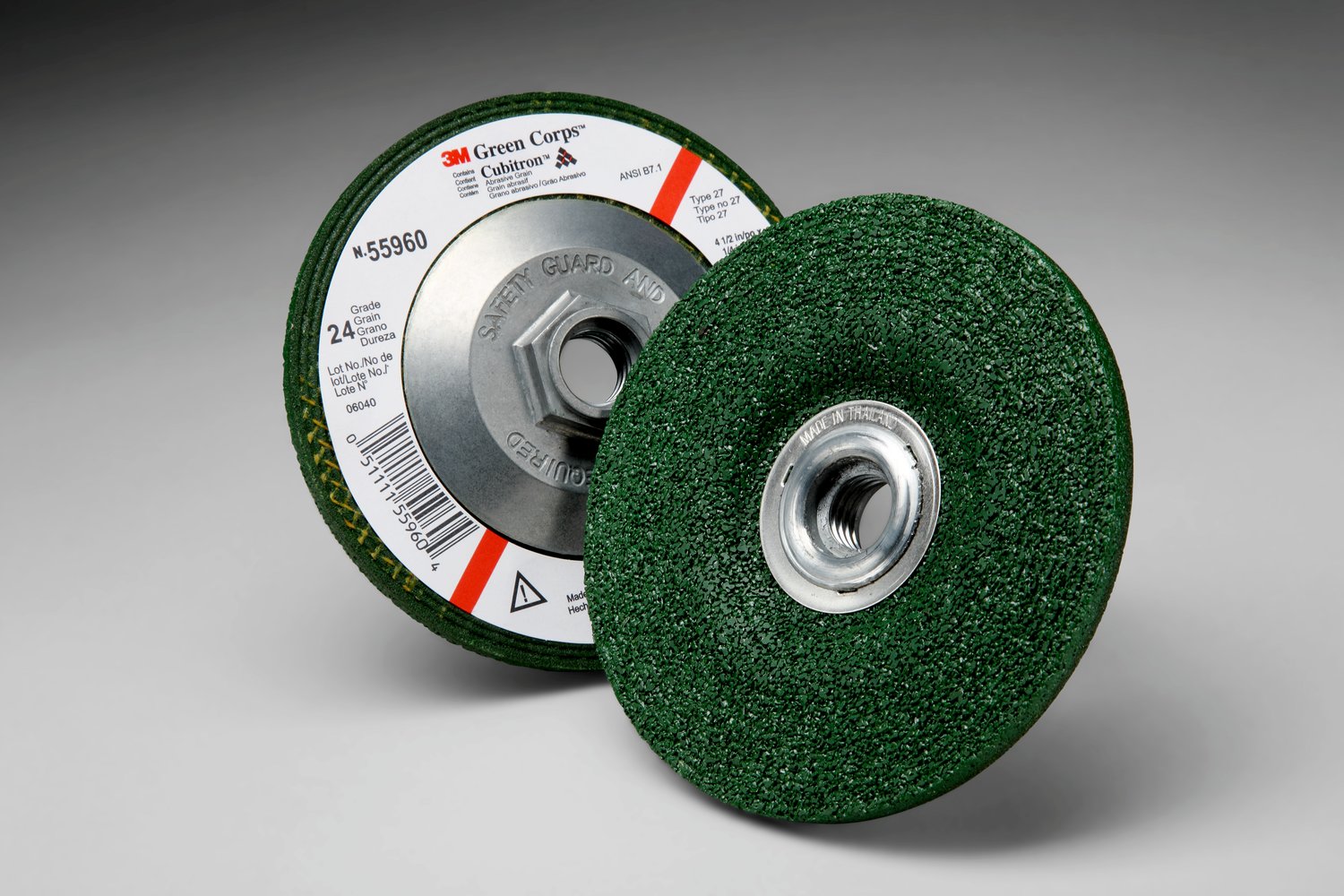 7010308189 - 3M Green Corps Depressed Center Wheel, 24, 4-1/2 in x 1/4 in x 5/8 in-11 Internal, 10/Carton, 40 ea/Case