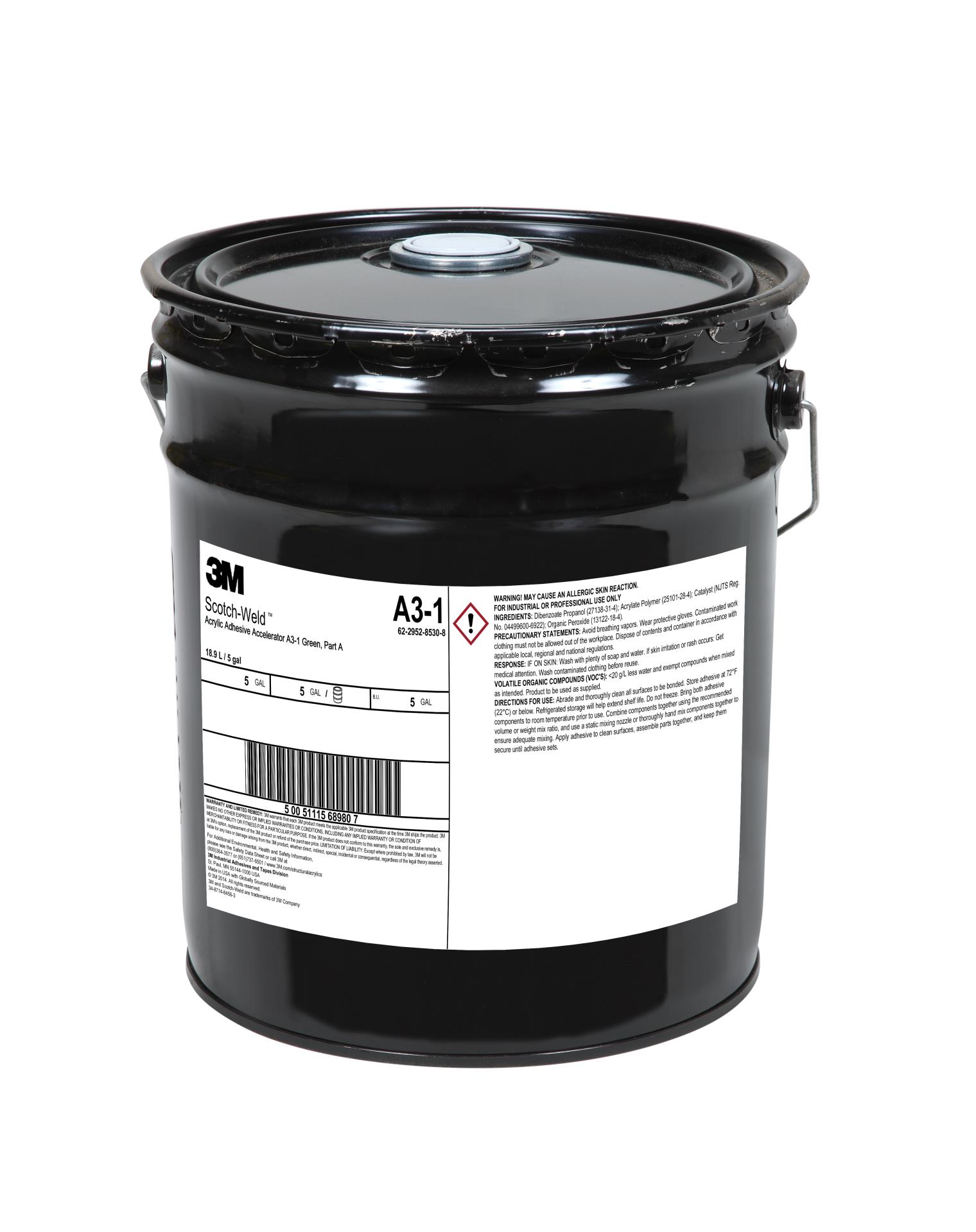 3M™ Scotch-Weld™ Acrylic Adhesive Accelerator A3-1, Green, Part A, Gallon  Drum (Pail) Aircraft 9394259