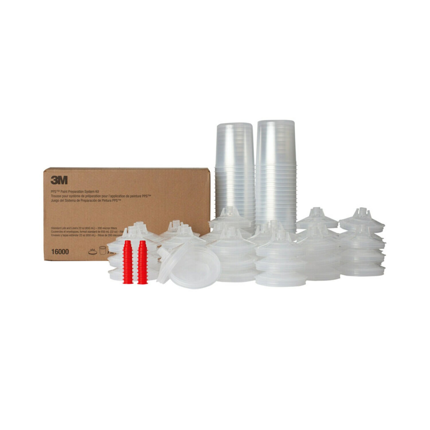 7010029840 - 3M PPS Lid & Liner Kit, 16000, Standard (22 fl oz), 200 Micron Filter, 50 Lids & Liners per kit, 1 kit per case