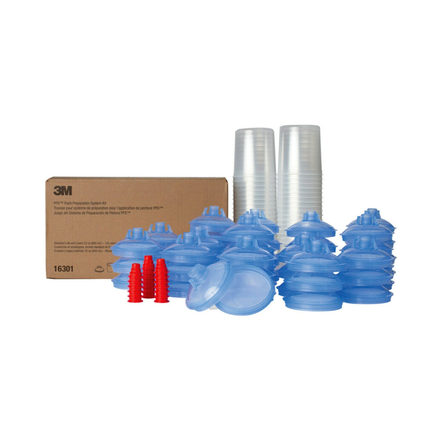 7010029842 - 3M PPS Lid & Liner Kit, 16301, Standard (22 fl oz), 125 Micron Full Diameter Filter, 50 Lids & Liners per kit, 1 kit per case
