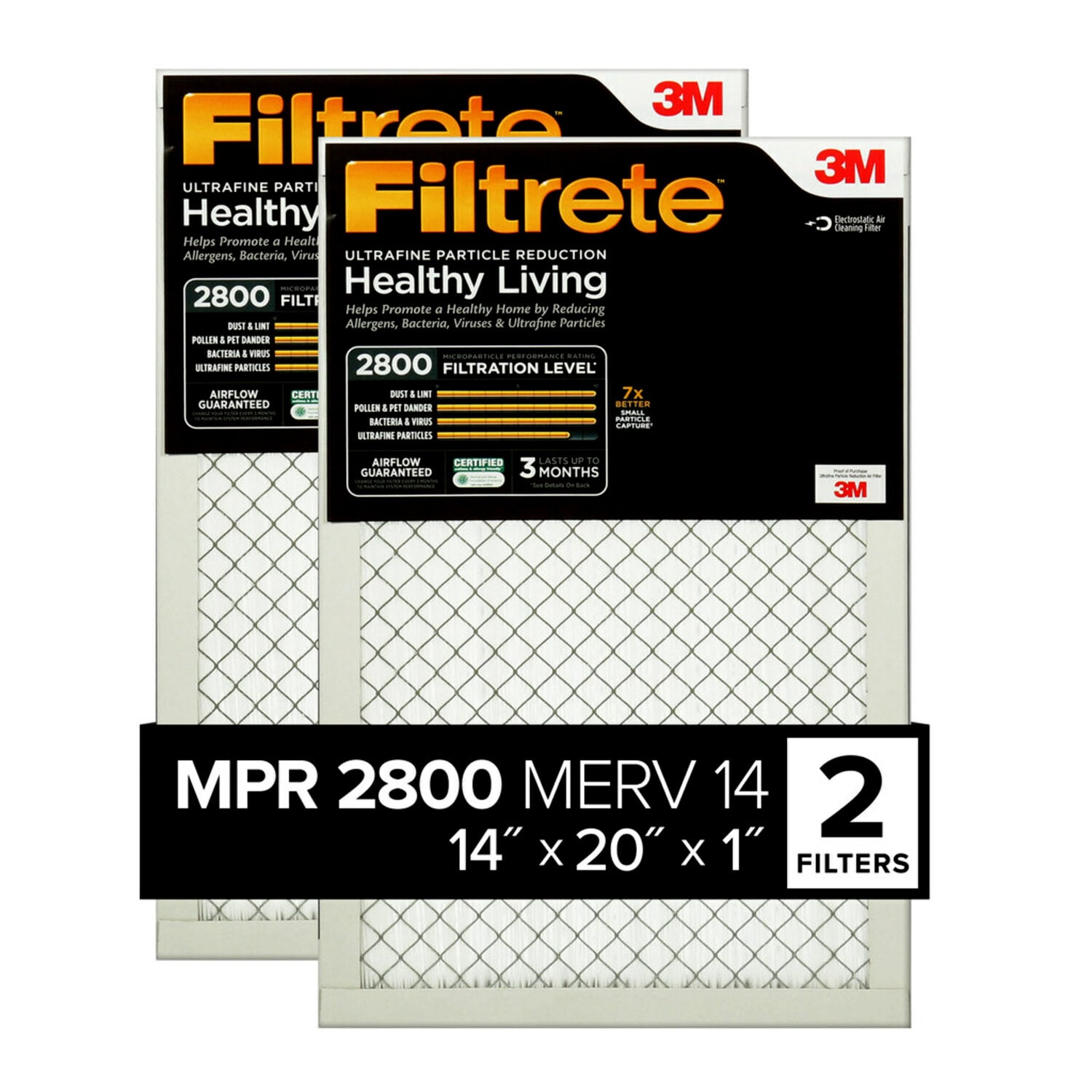 7100212139 - Filtrete Ultrafine Particle Reduction Filter UF05-2PK-1E, 14 in x 20 in x 1 in (35.5 cm x 50.8 cm x 2.5 cm)