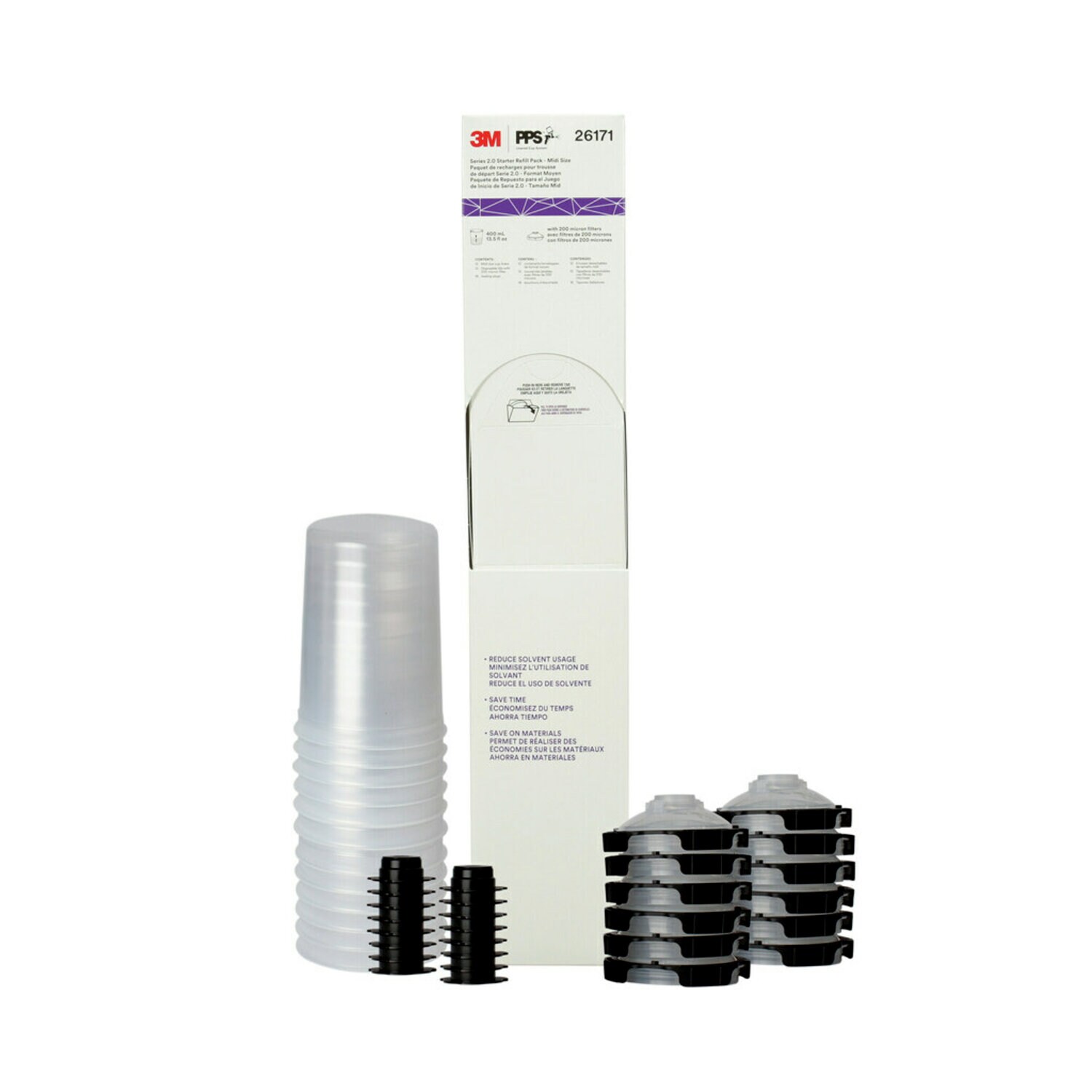 7100166280 - 3M PPS Series 2.0 12-Pack Refill Kit, 26171, Midi (13.5 fl oz, 400 mL), 200 Micron Filter, 2 kits per case