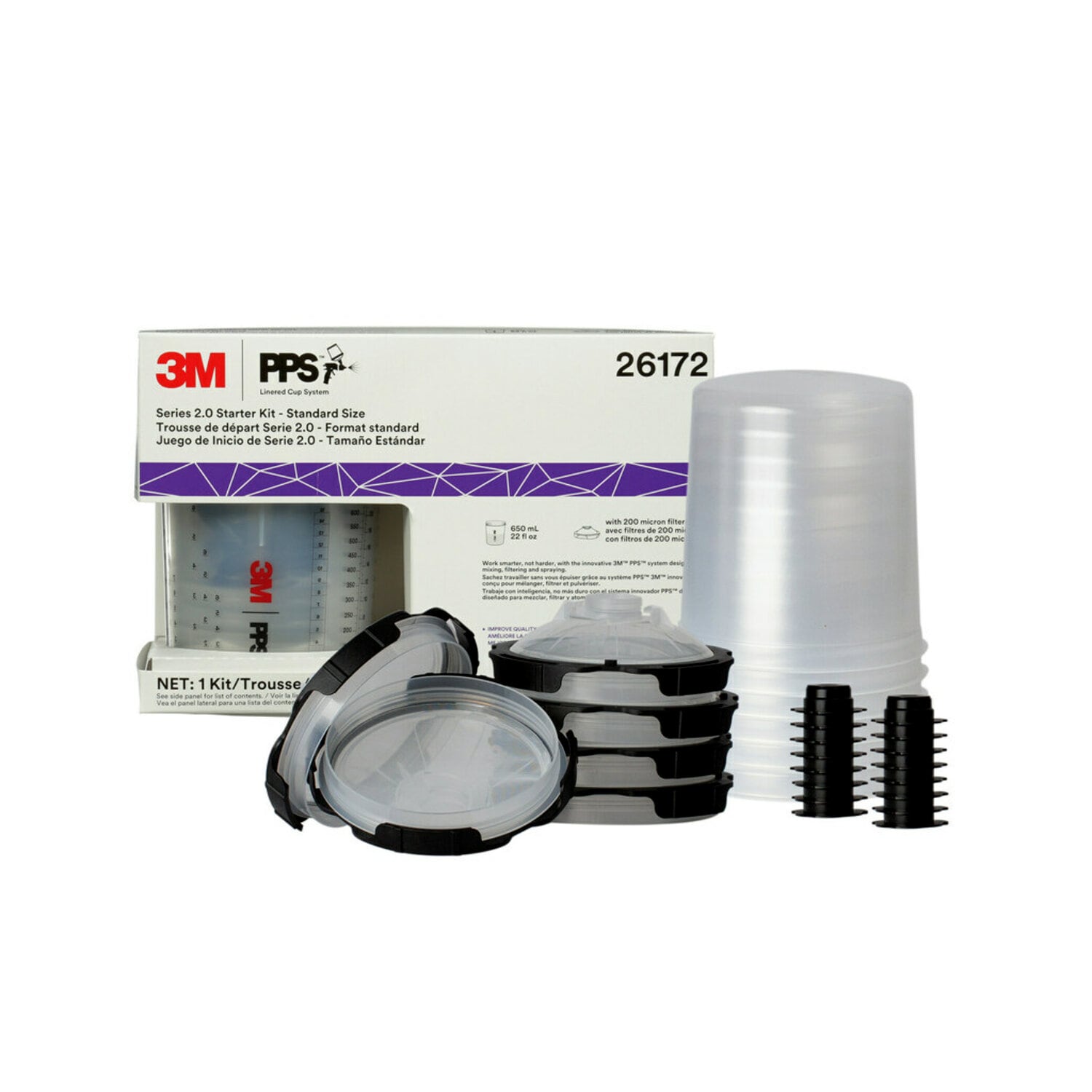 7100287073 - 3M PPS Series 2.0 6-Pack Starter Kit, 26172, Standard (22 fl oz, 650
mL), 200 Micron Filter, 2 kits per case