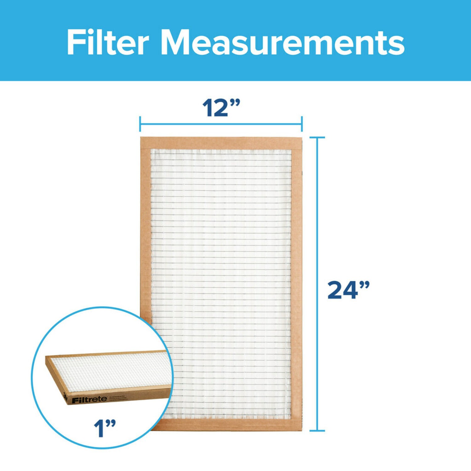 7100140700 - Filtrete Basic Pleated Air Filter, FBA20CI-3PK-2, 12 in x 24 in x 1 in
(30,4 cm x 60,9 cm x 2,5 cm)