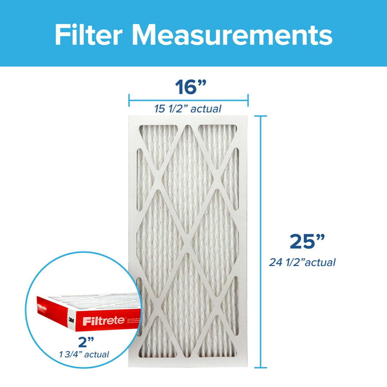 7010336058 - Filtrete Air Cleaning Filter HDWR01-2IN-12, 16 in x 25 in x 2 in (40.6 cm x 63.5 cm x 5 cm)
