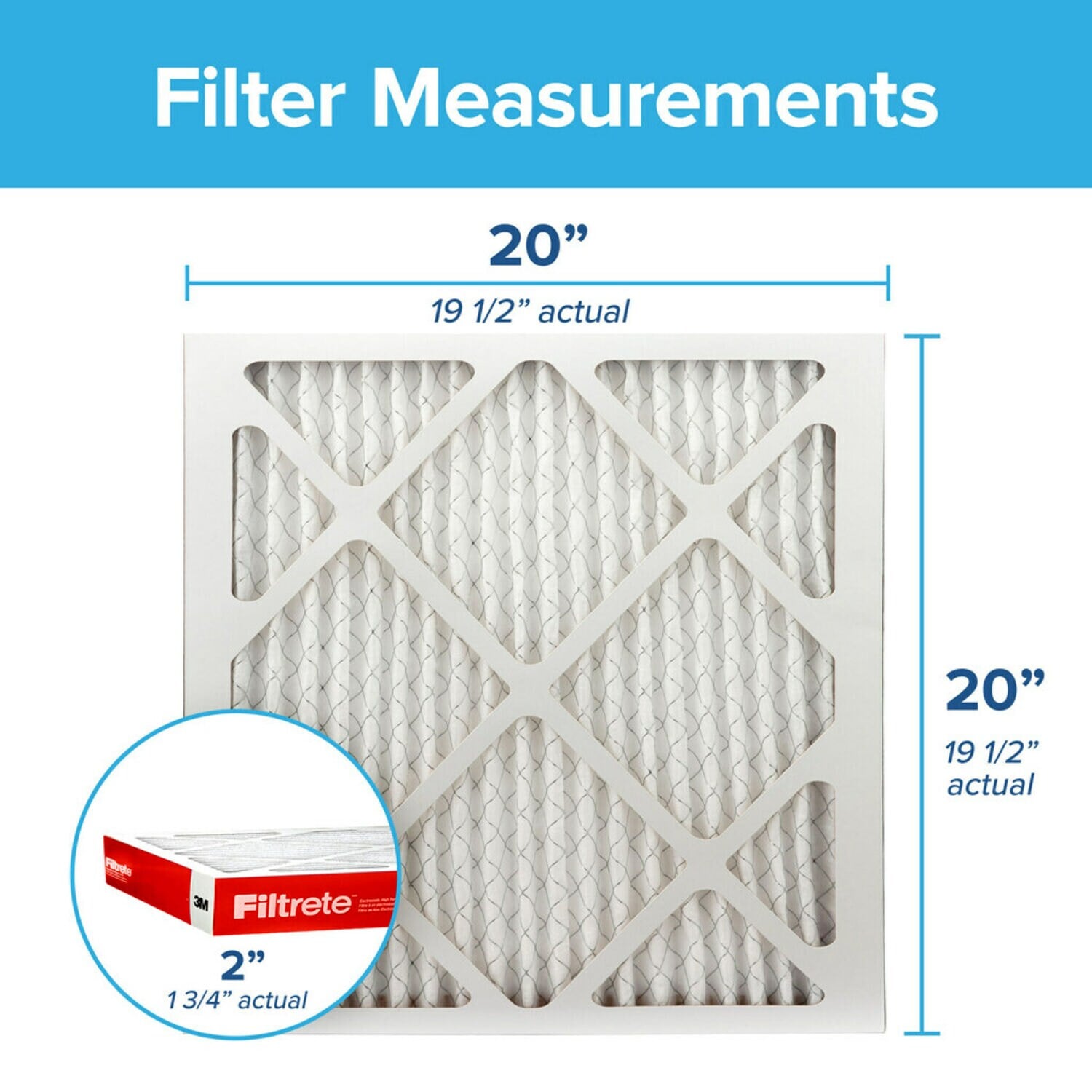7010376800 - Filtrete Air Cleaning Filter HDWR02-2IN-12, 20 in x 20 in x 2 in (50.8 cm x 50.8 cm x 5 cm)