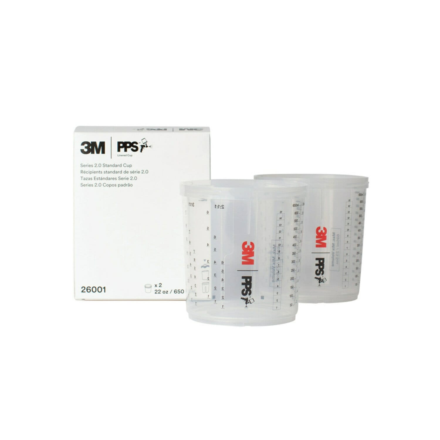 7100284624 - 3M PPS Series 2.0 Cup 26001, Standard (22 fl oz, 650 mL), 2 Cups/Carton, 4 Cartons/Case