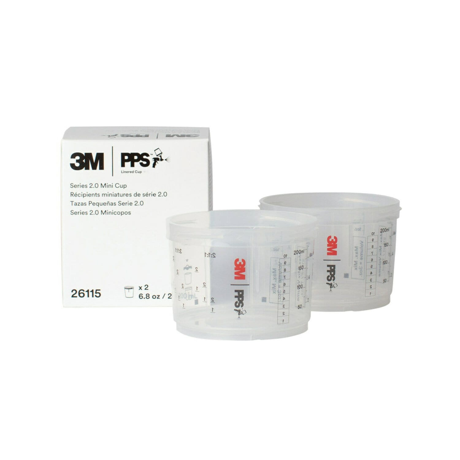 7100284626 - 3M PPS Series 2.0 Cup 26115, Mini (6.8 fl oz, 200 mL), 2 Cups/Carton, 4 Cartons/Case