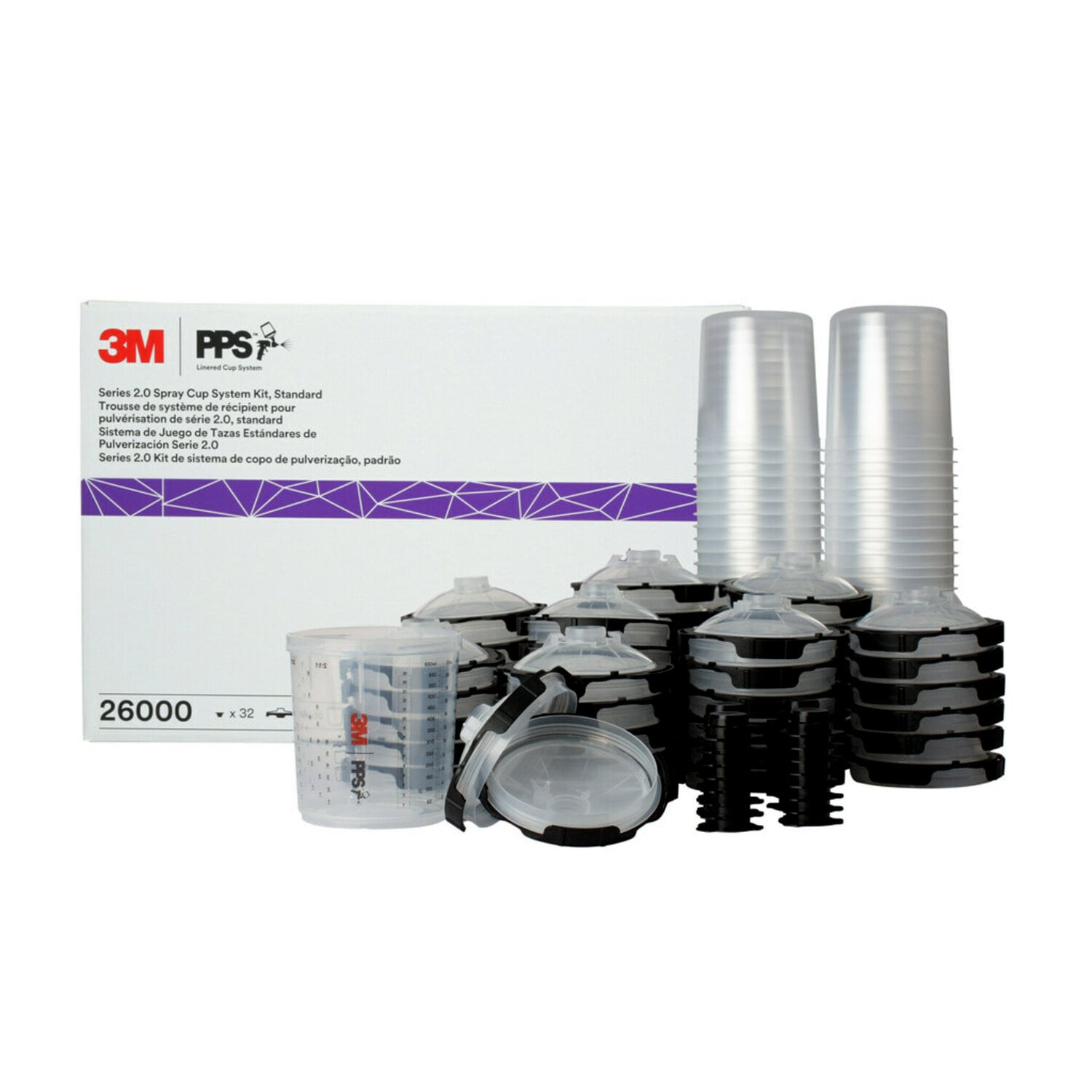 7100134641 - 3M PPS Series 2.0 Spray Cup System Kit 26000, Standard (22 fl oz, 650
mL), 200 Micron Filter, 1 Kit/Case