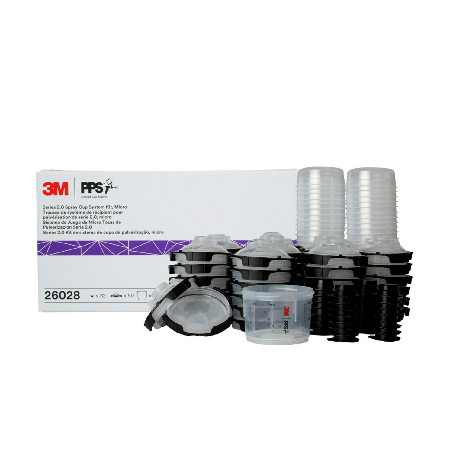 7100134640 - 3M PPS Series 2.0 Spray Cup System Kit, 26028, Micro (3 fl oz, 90 mL),
200 Micron Filter, 1 kit per case