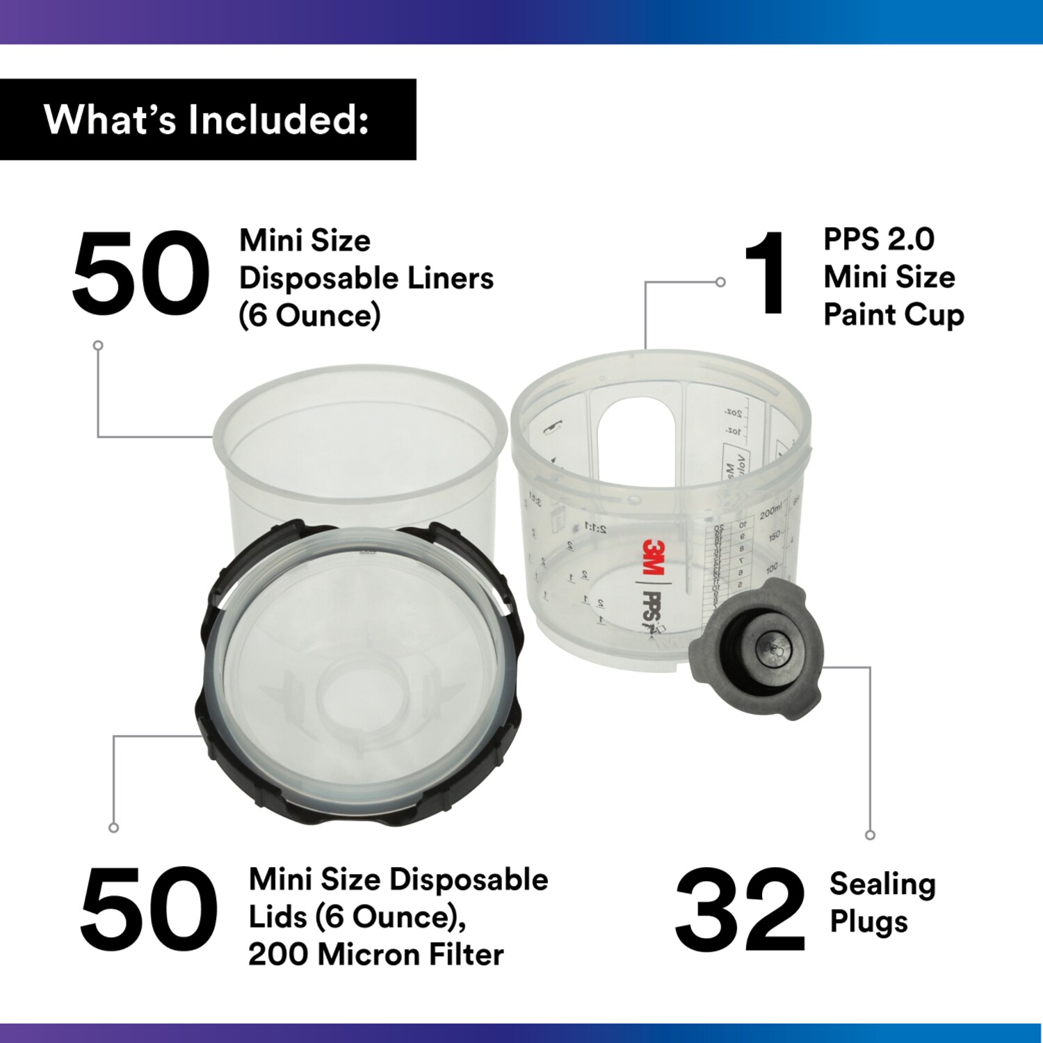 7100284553 - 3M PPS Series 2.0 Spray Cup System Kit 26114, Mini (6.8 fl oz, 200 mL), 200 Micron Filter, 1 Kit/Case