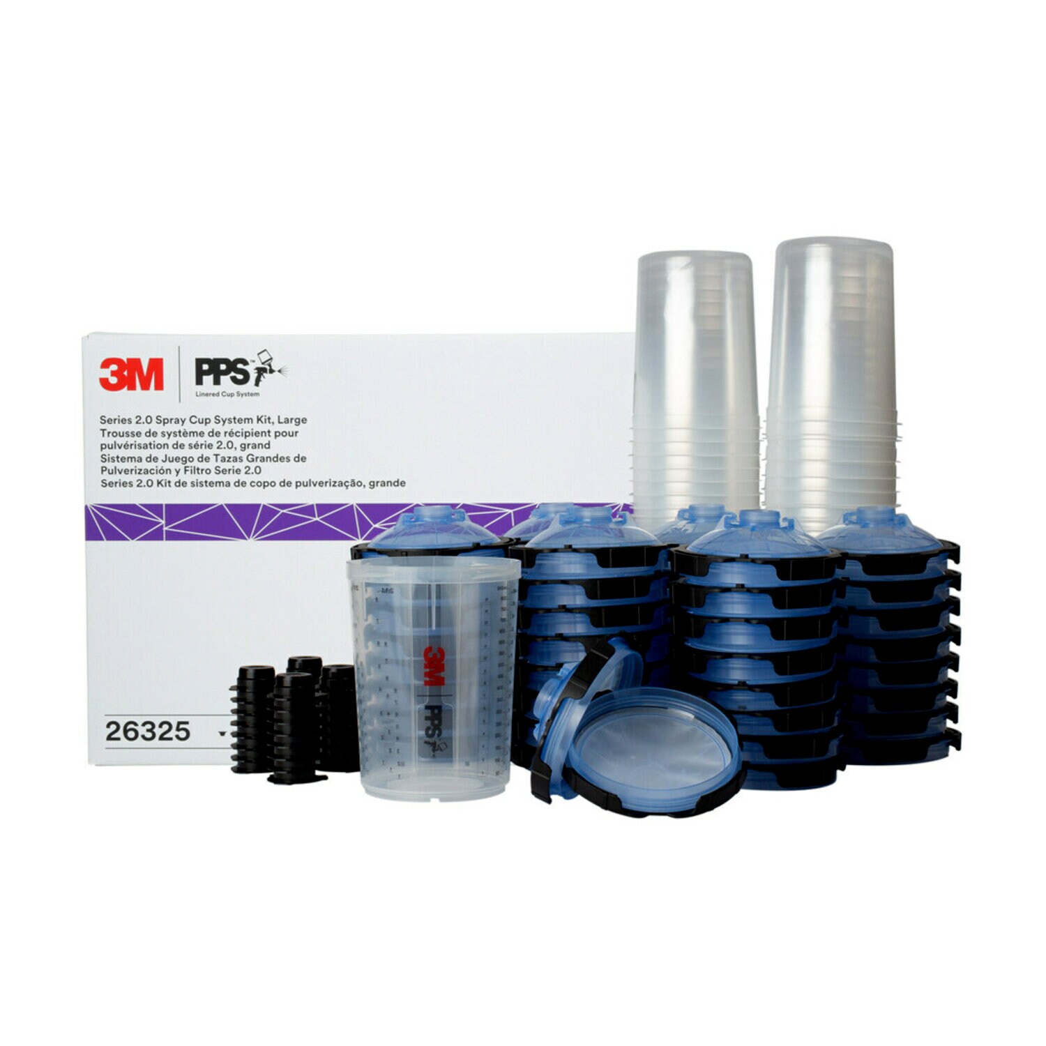 7100284561 - 3M PPS Series 2.0 Spray Cup System Kit 26325, Large (28 fl oz, 850
mL), 125 Micron Filter, 1 Kit/Case
