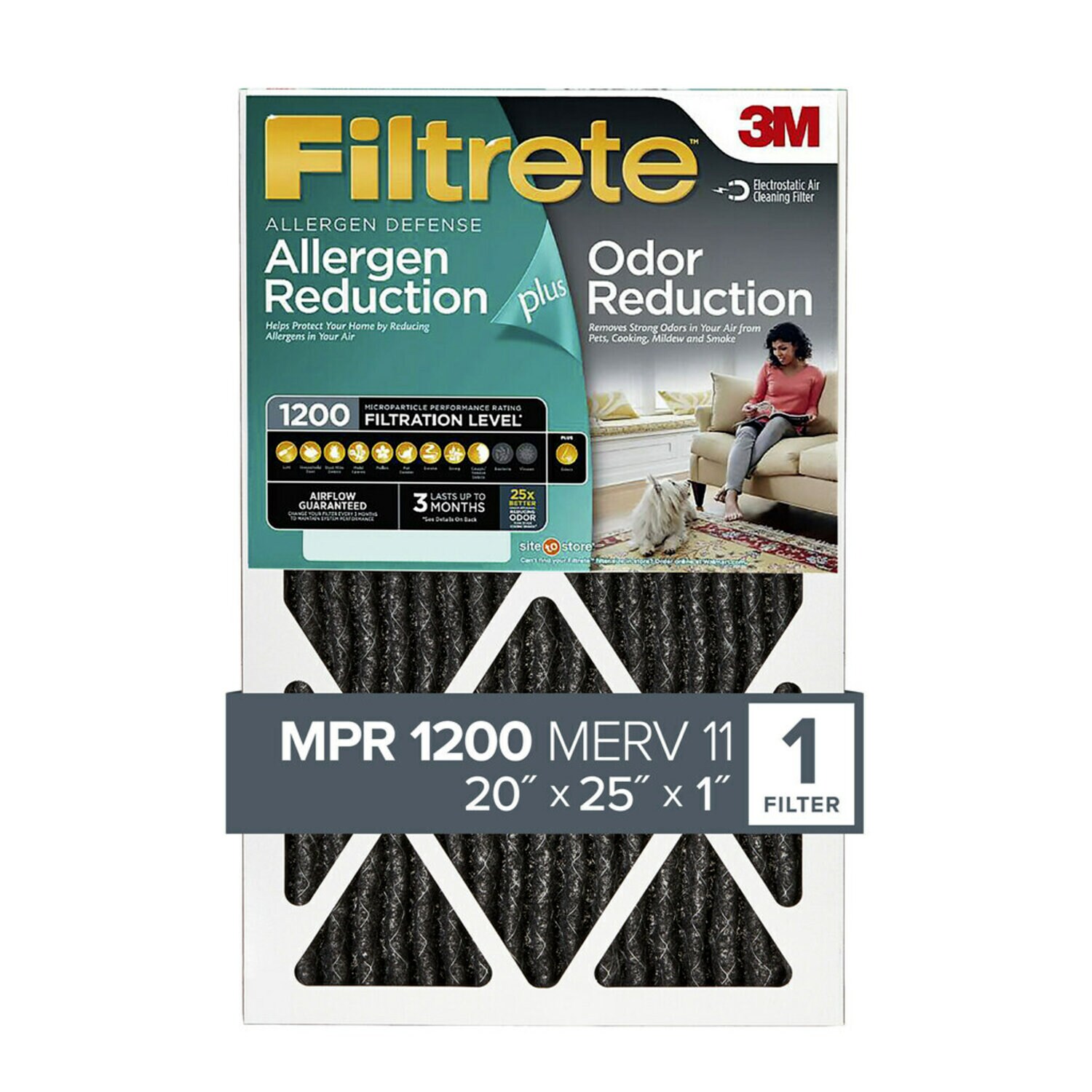 7010251154 - Filtrete Home Odor Reduction Filter HOME03-4, 20 in x 25 in x 1 in
(50,8 cm x 63,5 cm x 2,5 cm)