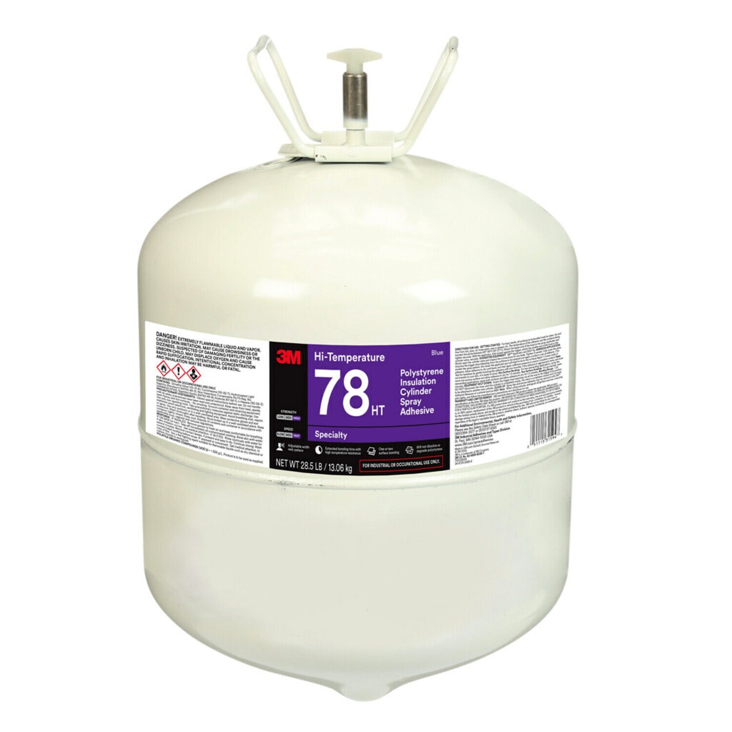 7100139314 - 3M Hi-Temperature Polystyrene Insulation 78, HT Cylinder Spray Adhesive, Blue, Large (Net Wt 28.5 lb), 1 Each/Case