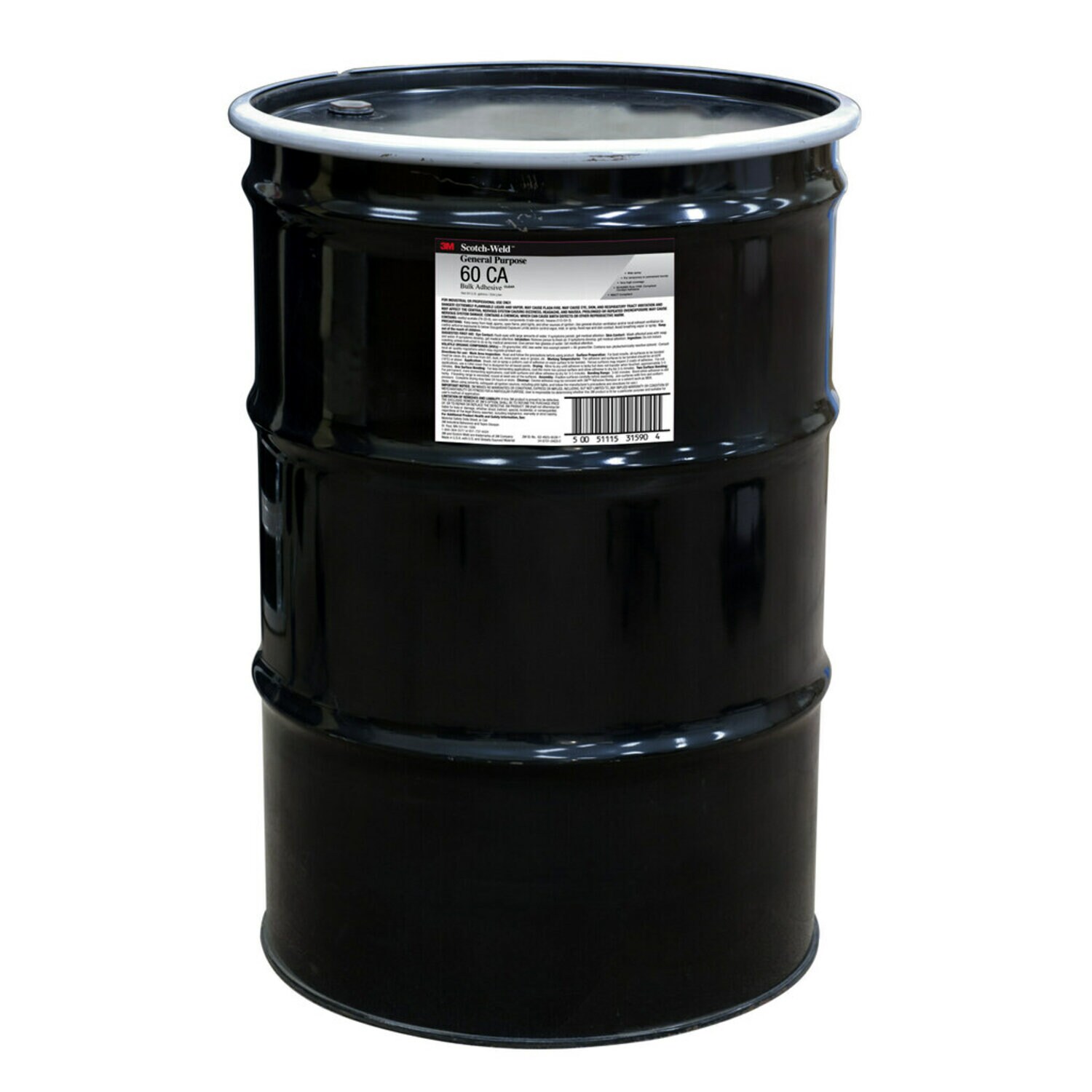 7010366375 - 3M General Purpose 60, CA Adhesive, Clear, 55 Gallon (54 Gallon Net), Drum