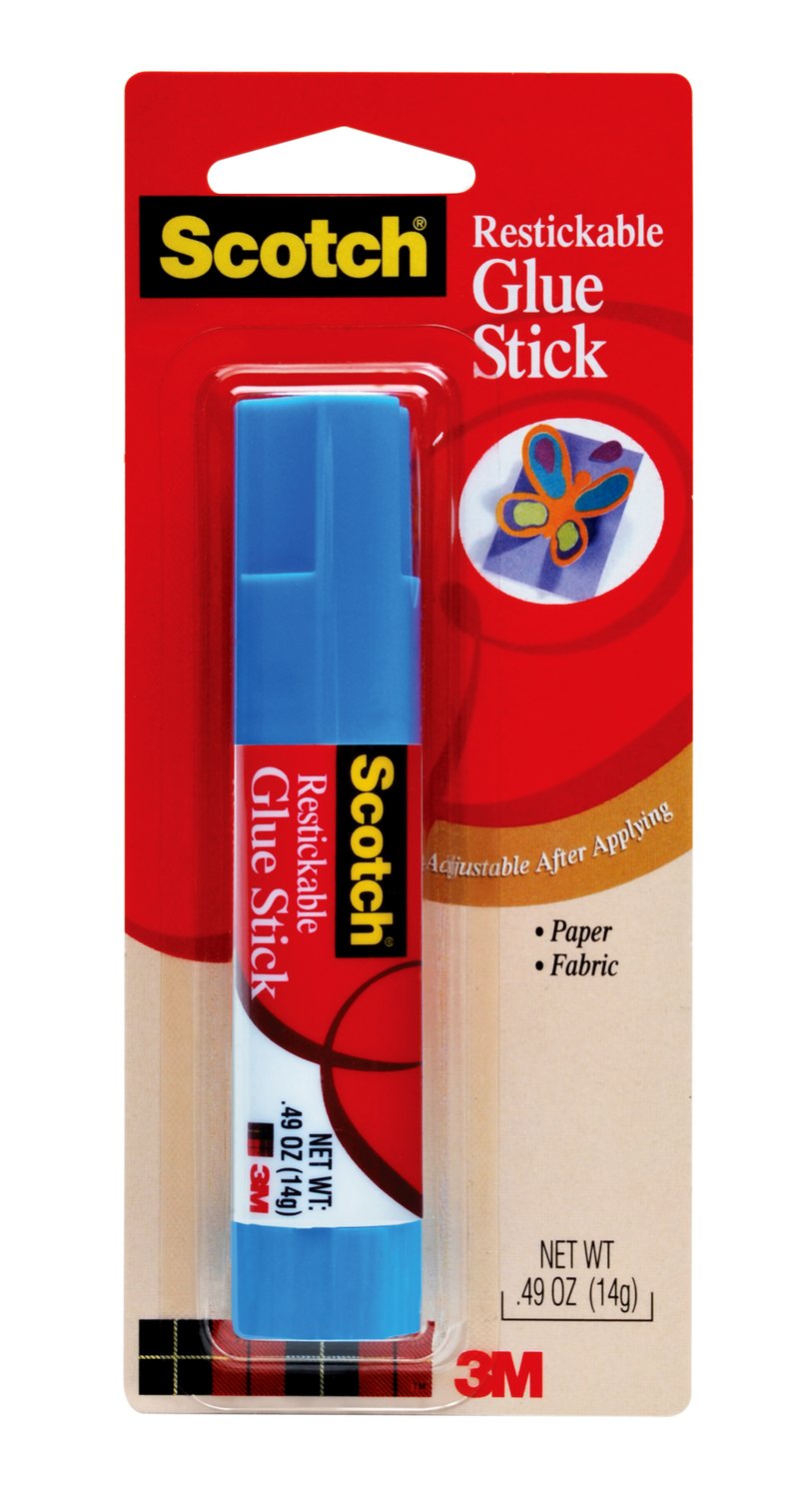 7010416452 - Scotch Restickable Glue Stick, 6314, .49 oz