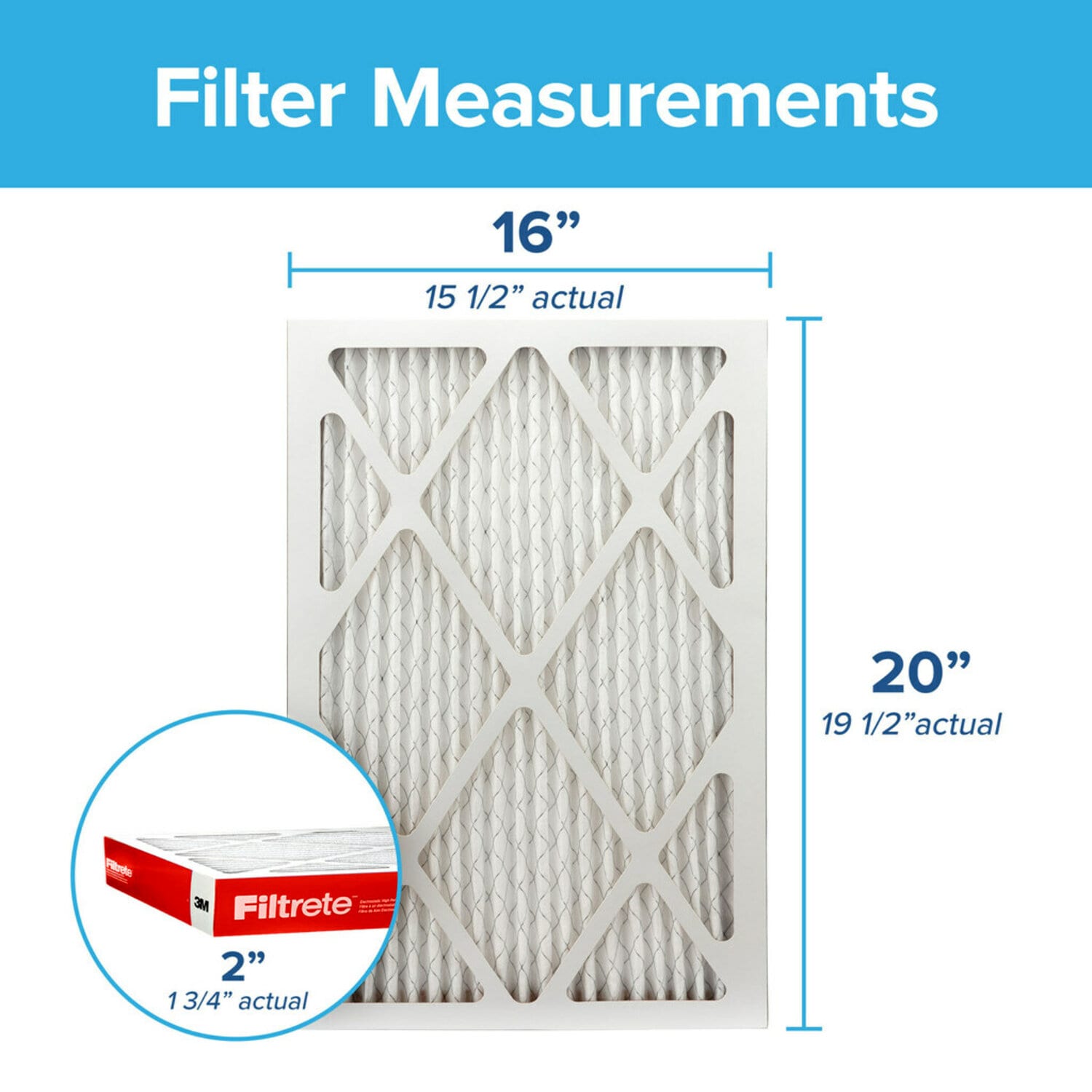 7100269492 - Filtrete Electrostatic Air Filter 1000 MPR NADP00-2IN-4, 16 in x 20 in x 2 in (40.6 cm x 50.8 cm x 5 cm)