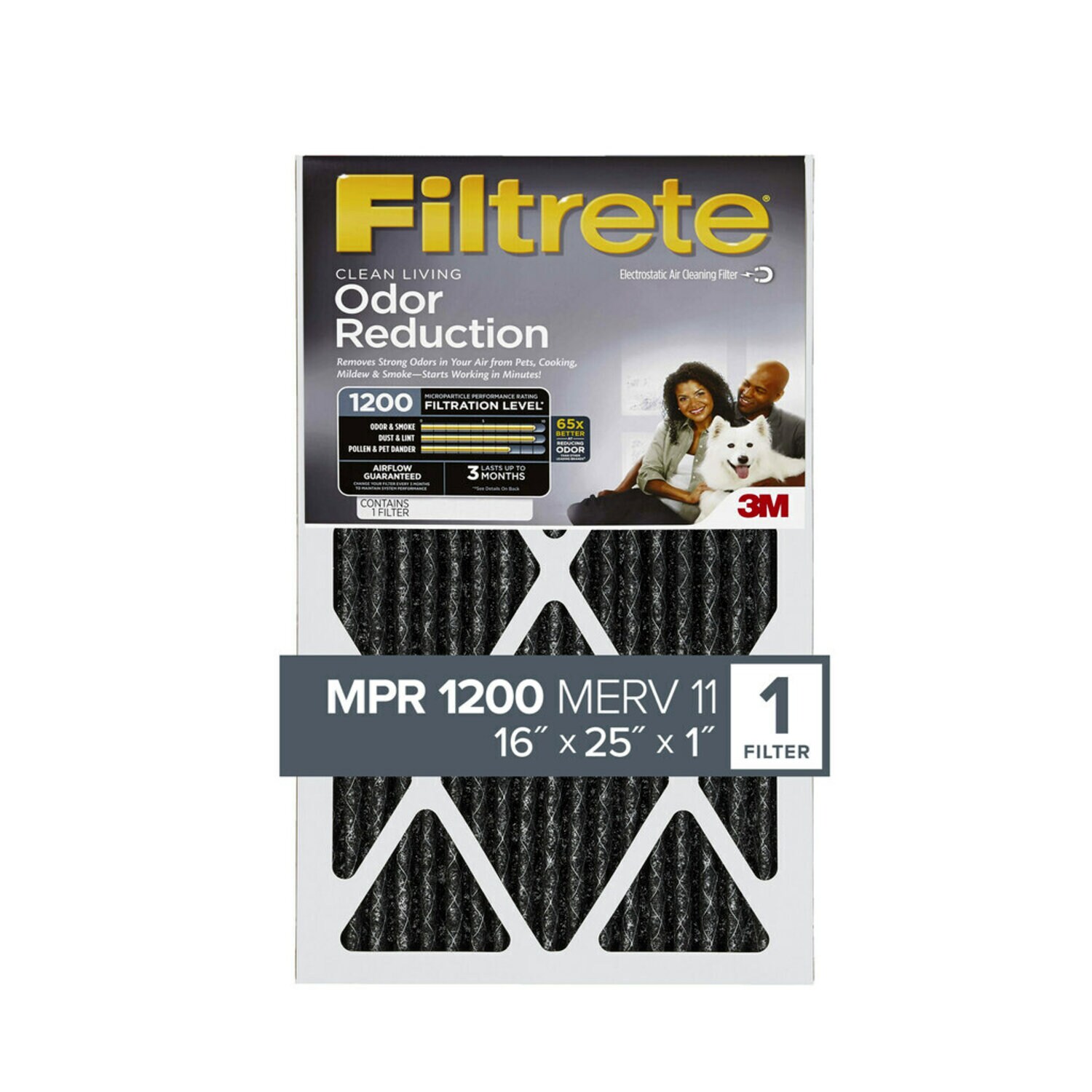 7010240964 - Filtrete Home Odor Reduction Filter HOME01-4, 16 in x 25 in x 1 in
(40,6 cm x 63.5 cm x 2,5 cm)