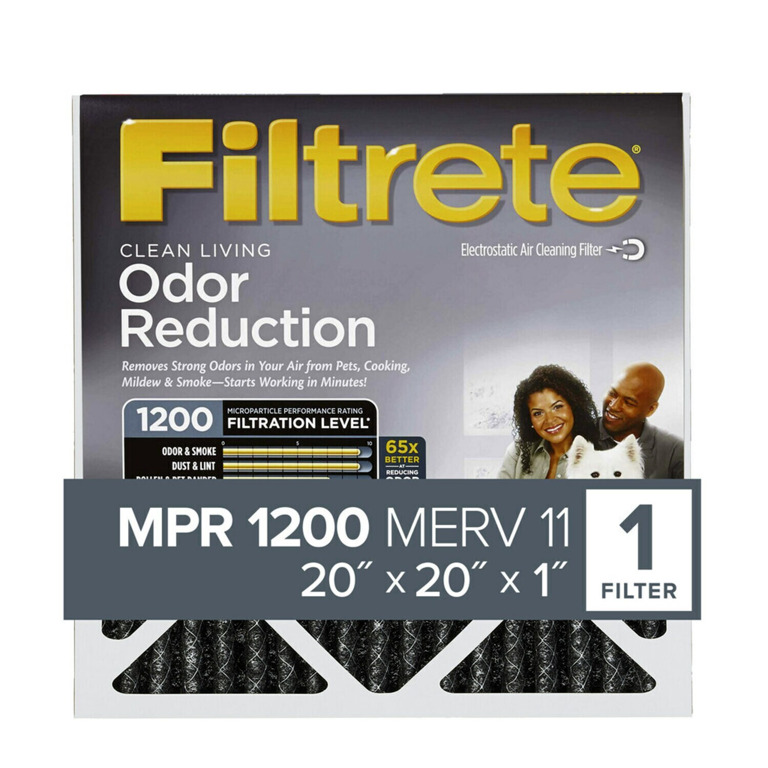 7010273563 - Filtrete Home Odor Reduction Filter HOME02-4, 20 in x 20 in x 1 in (50,8 cm x 50,8 cm x 2,5 cm)