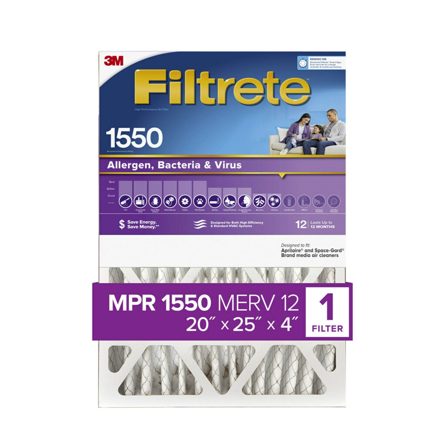 7100097247 - Filtrete Ultra Allergen Reduction Deep Pleat Filter NDP03-4IN-4, 20 in x 25 in x 4 in (50.3 cm x 62.2 cm x 10.6 cm)