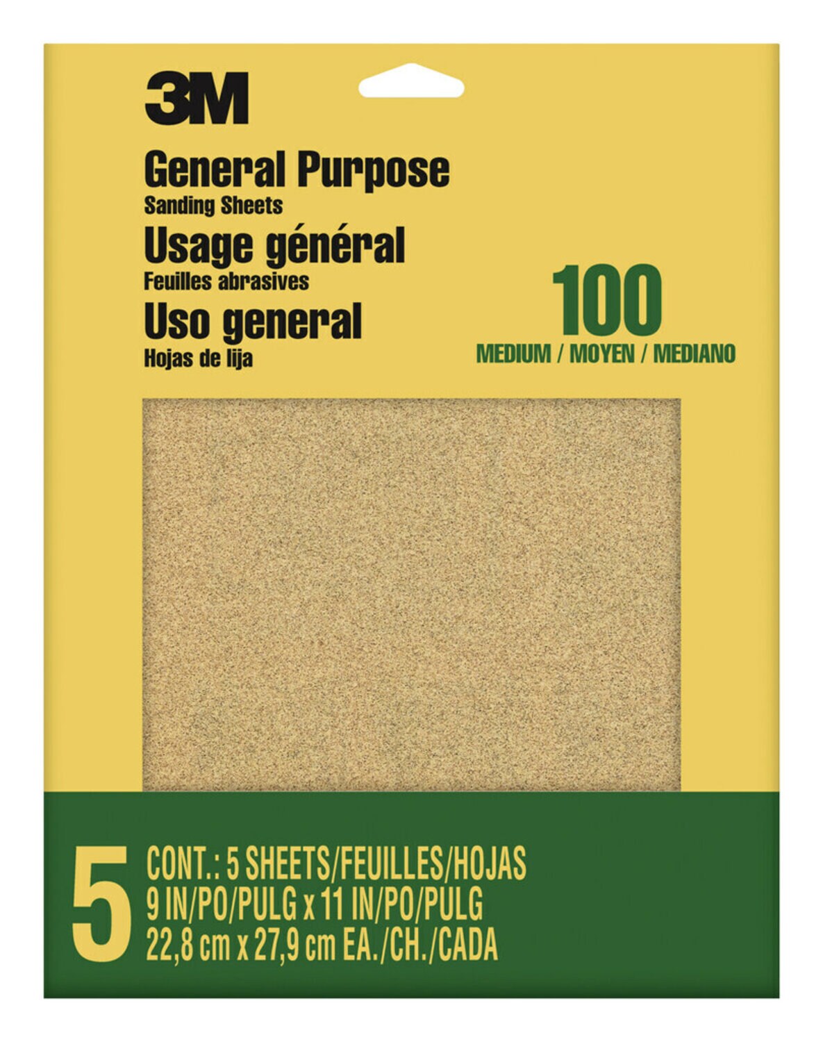 7100140809 - 3M Aluminum Oxide Sandpaper Medium, 9002NA, 9 in x 11 in, 5/pk