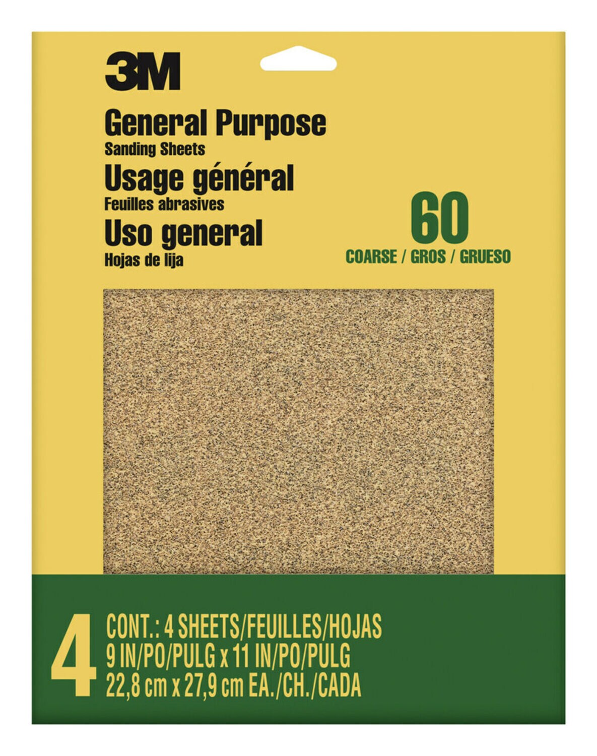 7100140808 - 3M Aluminum Oxide Sandpaper Coarse, 9003NA, 9 in x 11 in, 4/pk