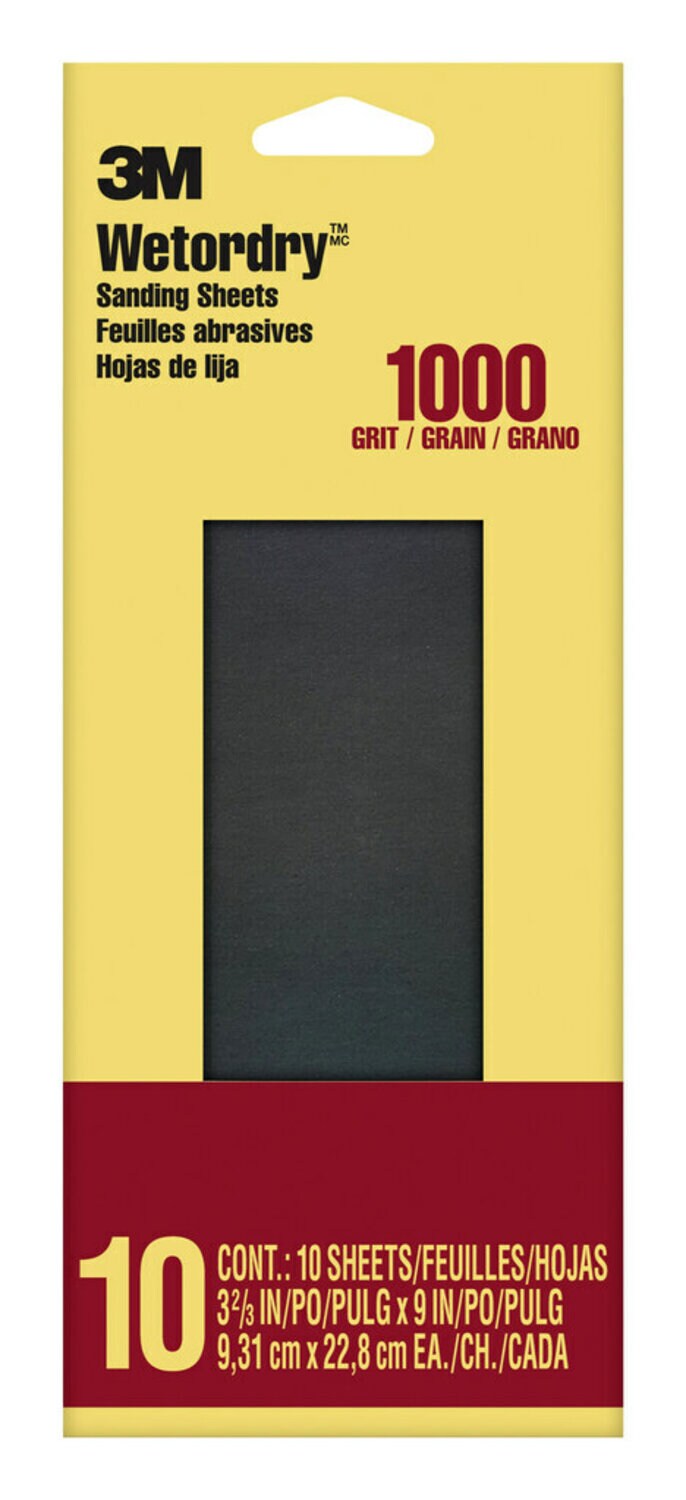 7010336911 - 3M Imperial Wetordry Sandpaper 5923-18-CC, 3 2/3 in X 9 in, 1000 grit, 10 sheets/pk, 18 pks/case