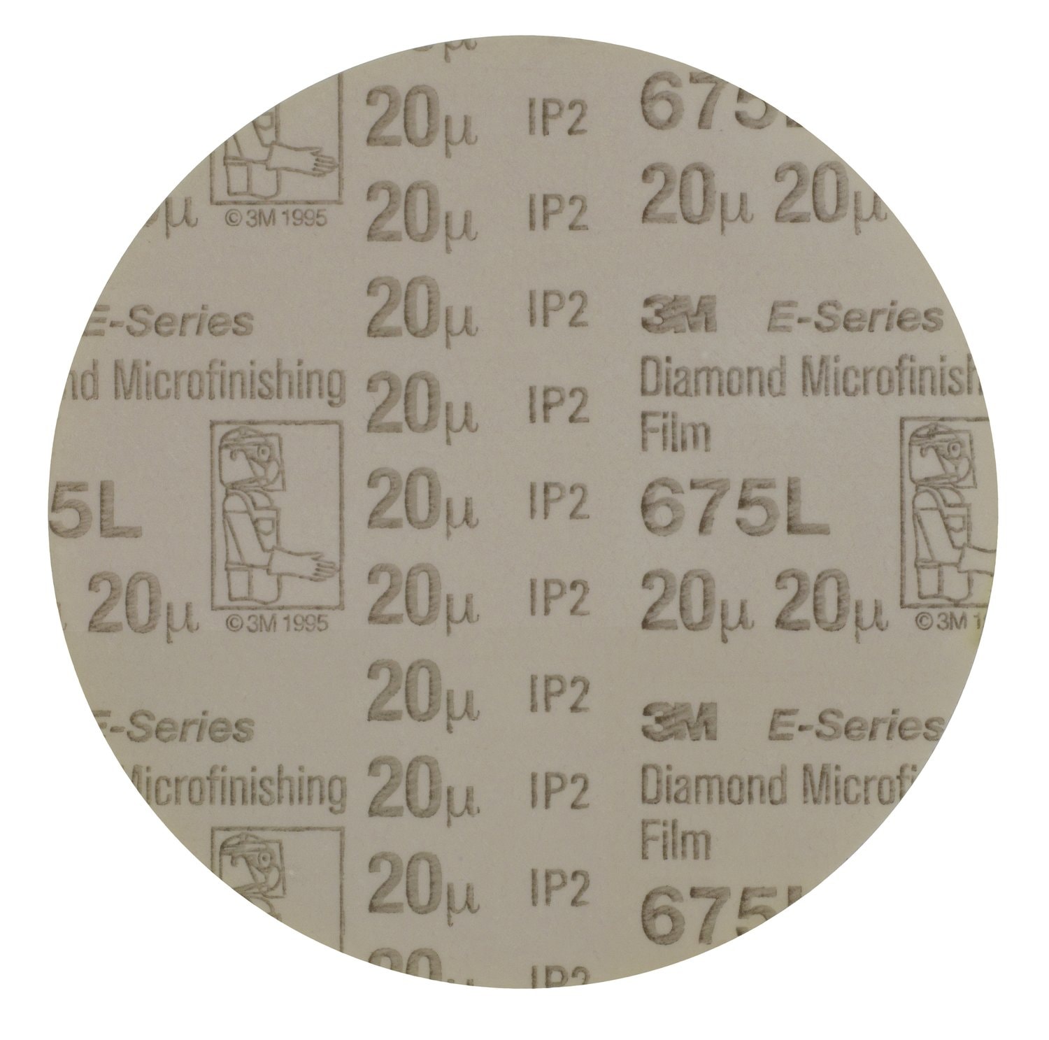 7010509688 - 3M Diamond Microfinishing Film PSA Disc 675L, 20 Mic 5MIL, Beige, 6 in
x 1/2 in, Die 600W