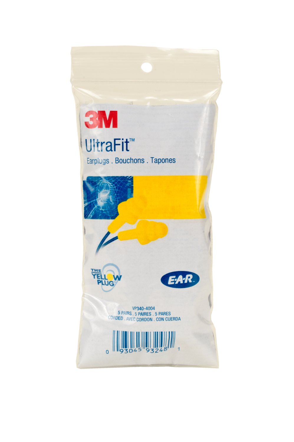 7000127255 - 3M E-A-R UltraFit Earplugs VP340-4004, Corded, Vending Pack, 500 Pair/Case