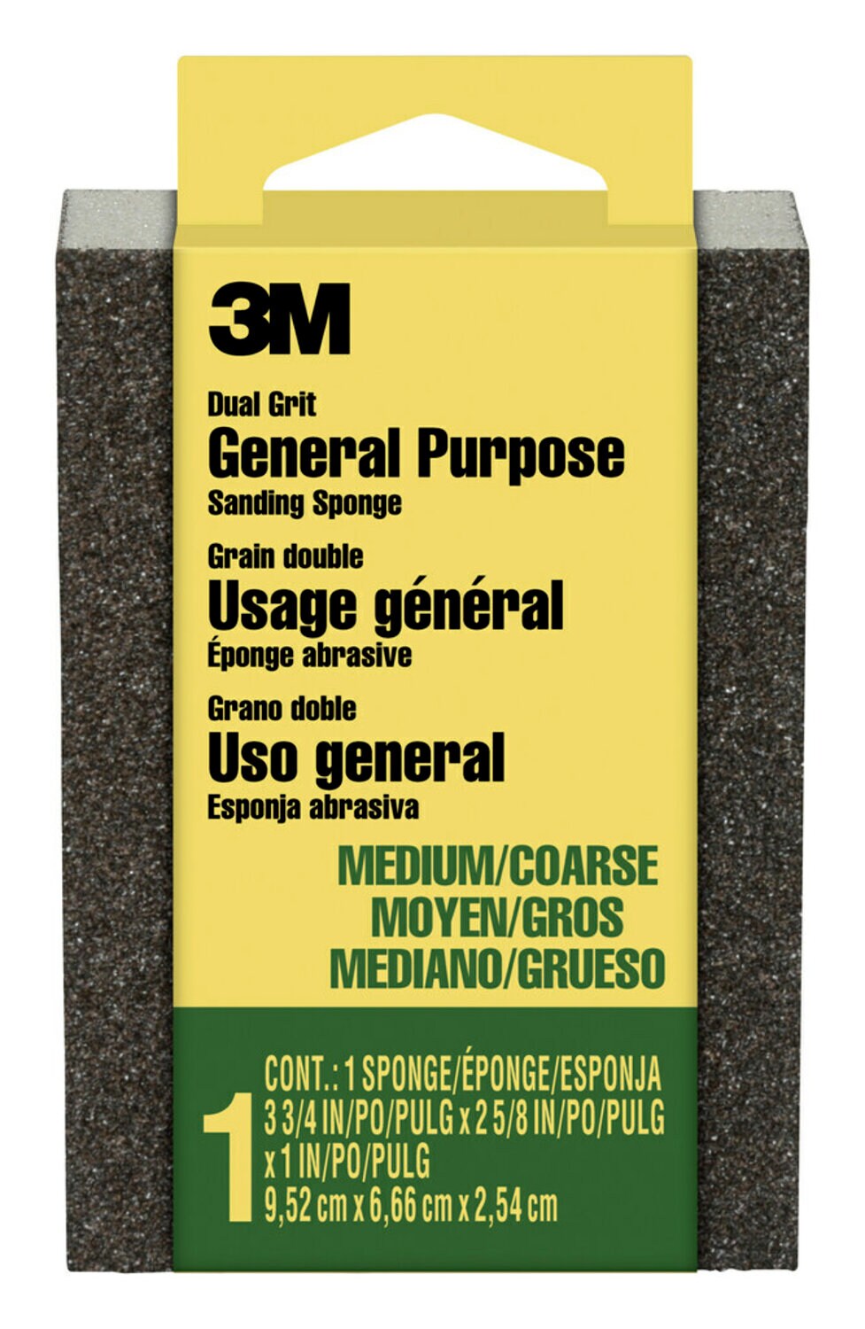 7100173158 - 3M Sanding Sponge, 909-ESF, Dual Grit Block, 3 3/4 in x 2 5/8 in x 1 in  (9,52 cm x 6,66 cm x 2,54 cm), Medium/Coarse, 24ea/cs