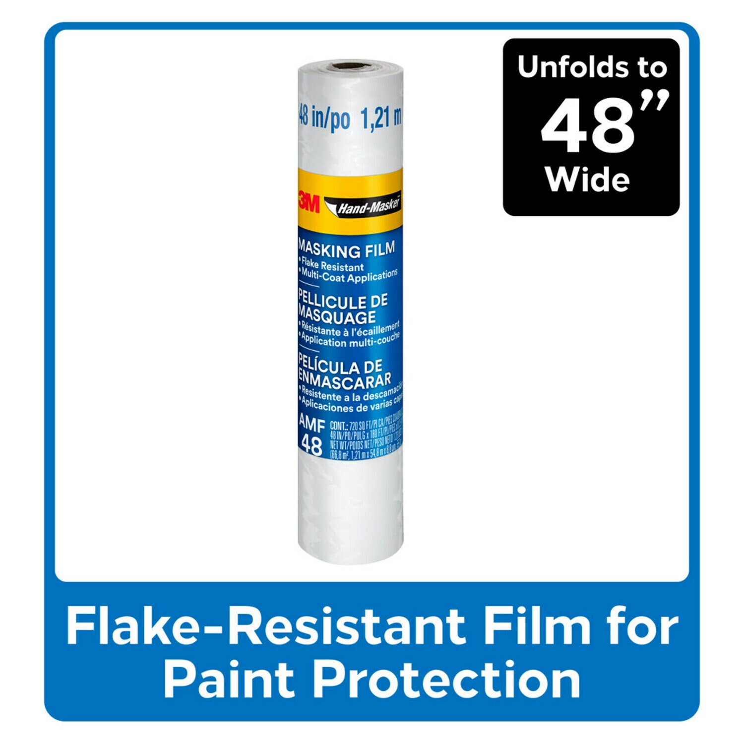 7100155263 - 3M Hand-Masker Advanced Masking Film, AMF48, 48 in x 180 ft x .35 mil (1,21 m x 54,8 m x .00889 mm)