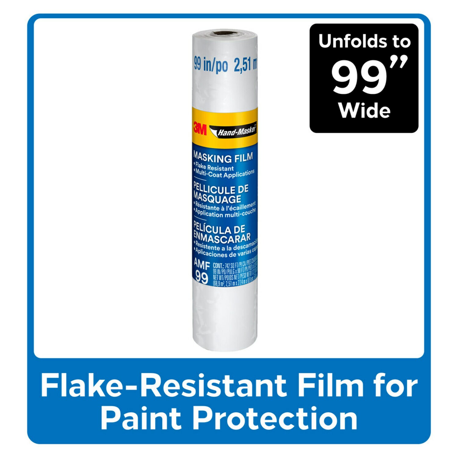 7100155264 - 3M Hand-Masker Advanced Masking Film, AMF99, 99 in x 90 ft x .35 mil (2.51 m x 27.4 m x .00889 mm)