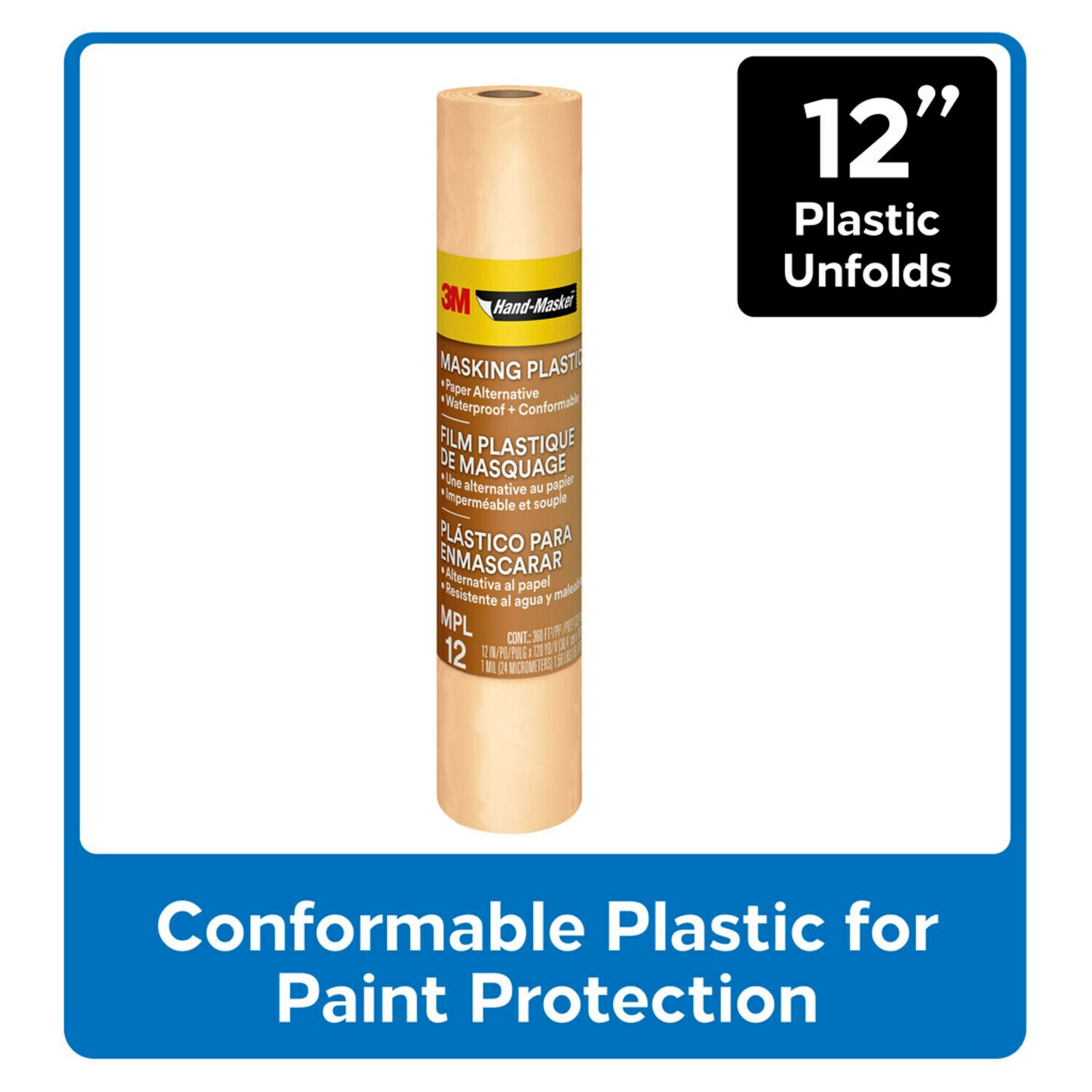 7100201731 - 3M Hand-Masker Masking Plastic MPL12, 12 in x 120 yd (30.4 cm x 109 m)