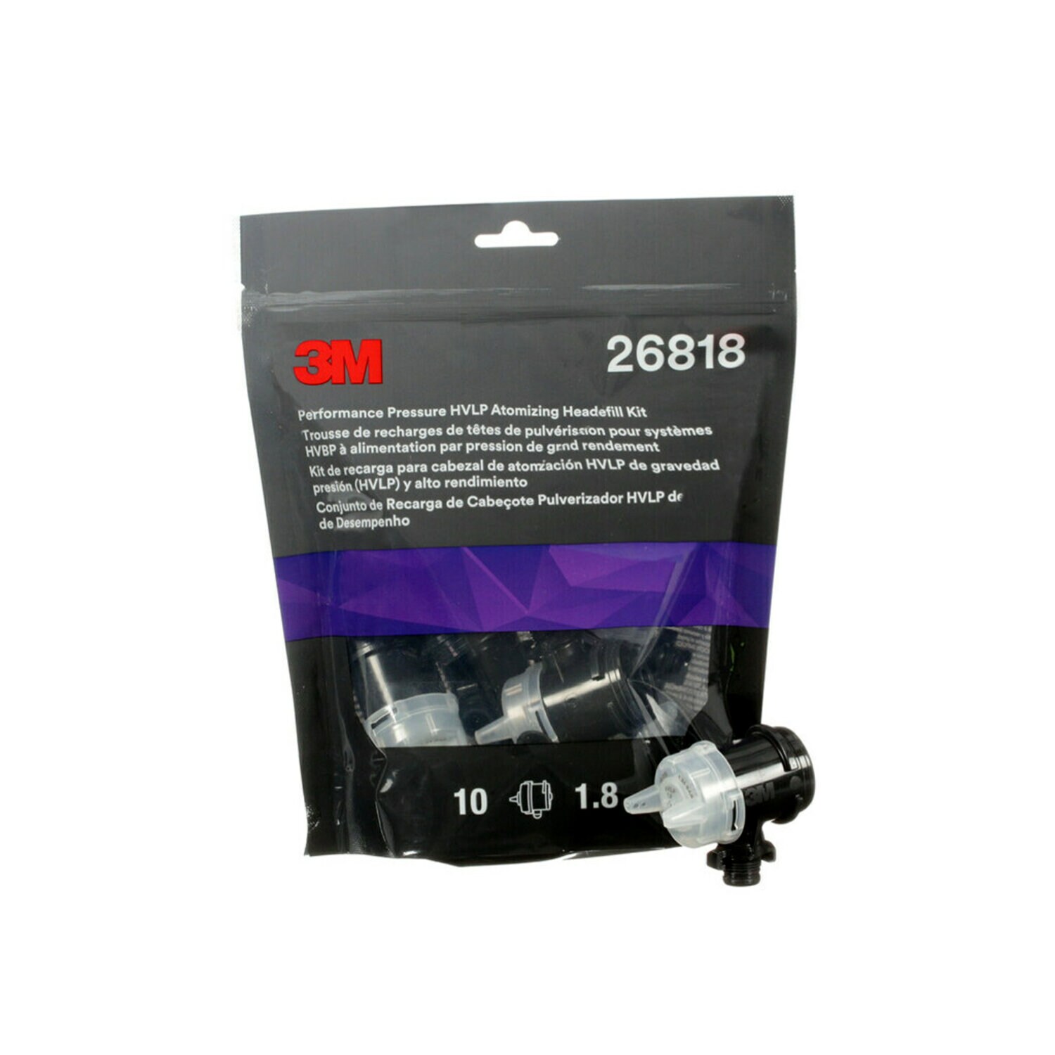 7100206005 - 3M Performance Pressure HVLP Atomizing Head Refill Kit 26818, Clear, 1.8, 10 pack, 5 Packs/Case