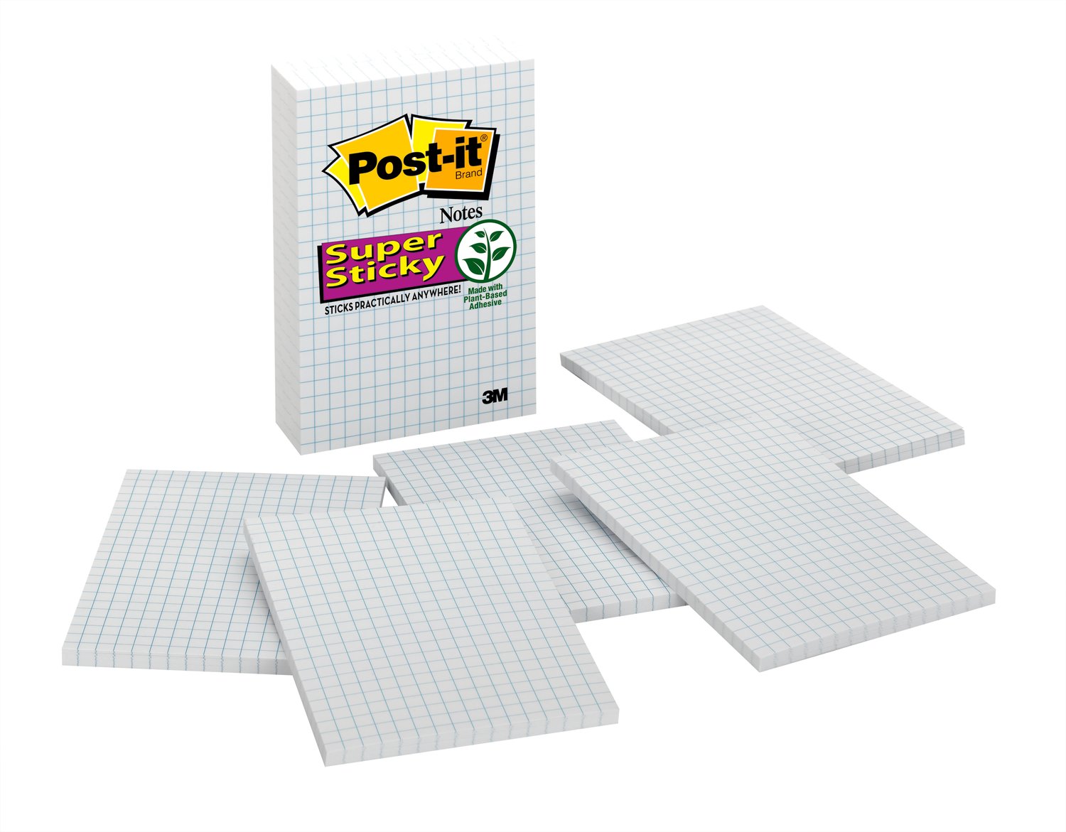 7010332623 - Post-it Super Sticky Notes 660-SSGRID, Grid Pattern, 3.9 in x 5.8 in, 3pk, 100% PEFC, SGSCH-PEFC-COC-110078