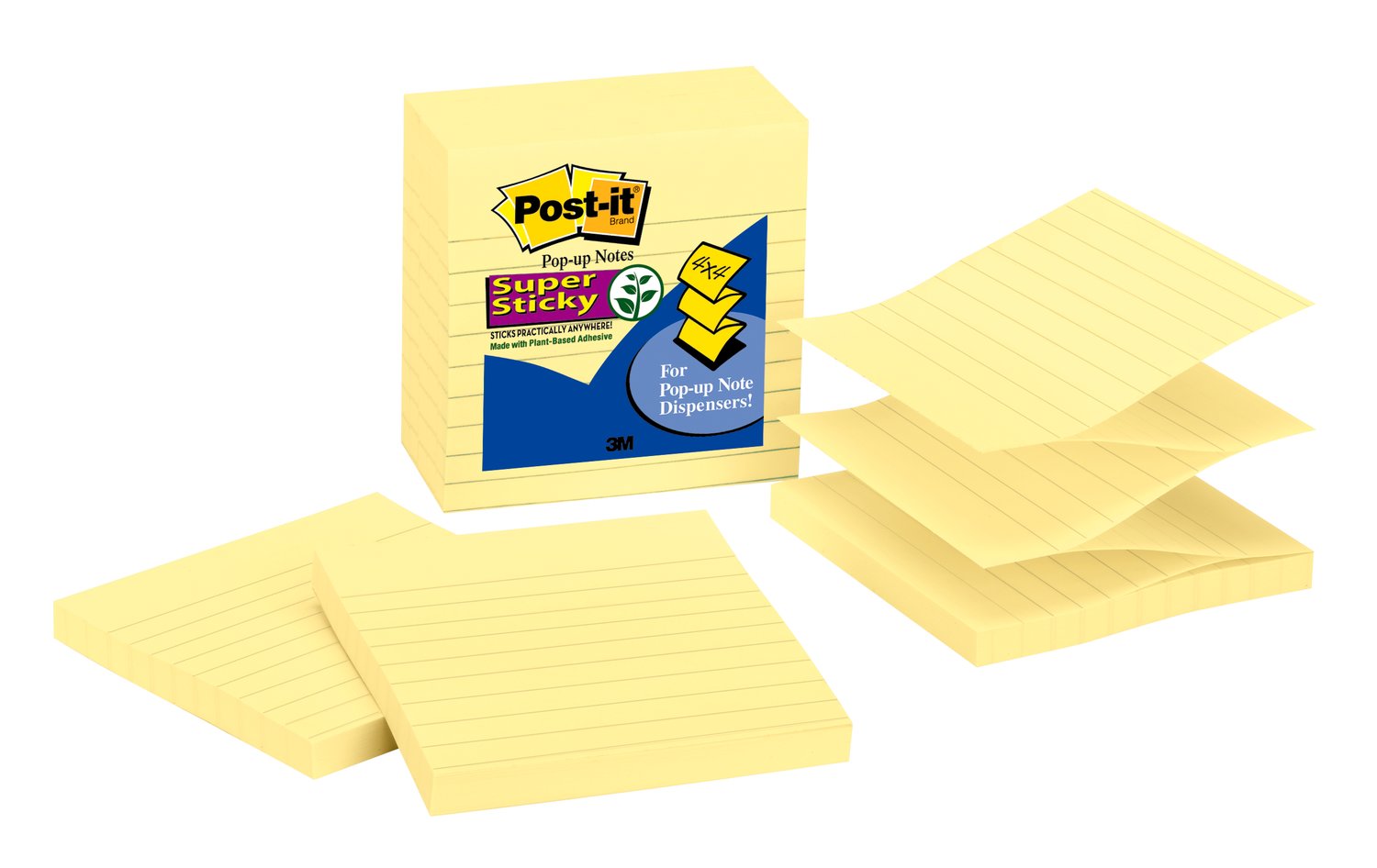 7100141279 - Post-it Super Sticky Dispenser Pop-up Notes R440-YWSS, 4 in x 4 in (101 mm x 101 mm), Canary Yellow