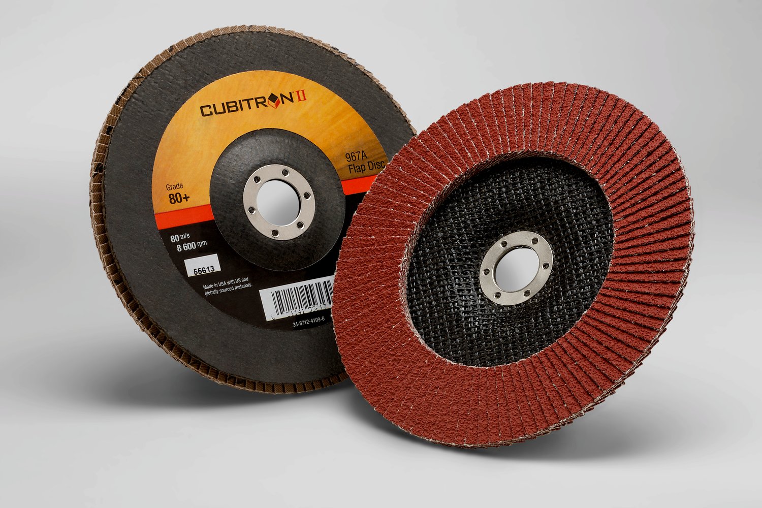 7000148186 - 3M Cubitron II Flap Disc 967A, 80+, T27, 7 in x 7/8 in, 5 ea/Case