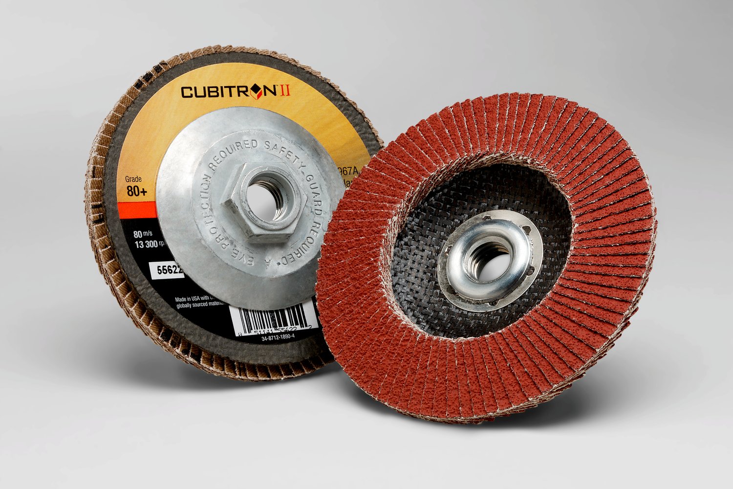 7100031307 - 3M Cubitron II Flap Disc 967A, 80+, T29 Quick Change, 4-1/2 in x 5/8"-11, 10 ea/Case