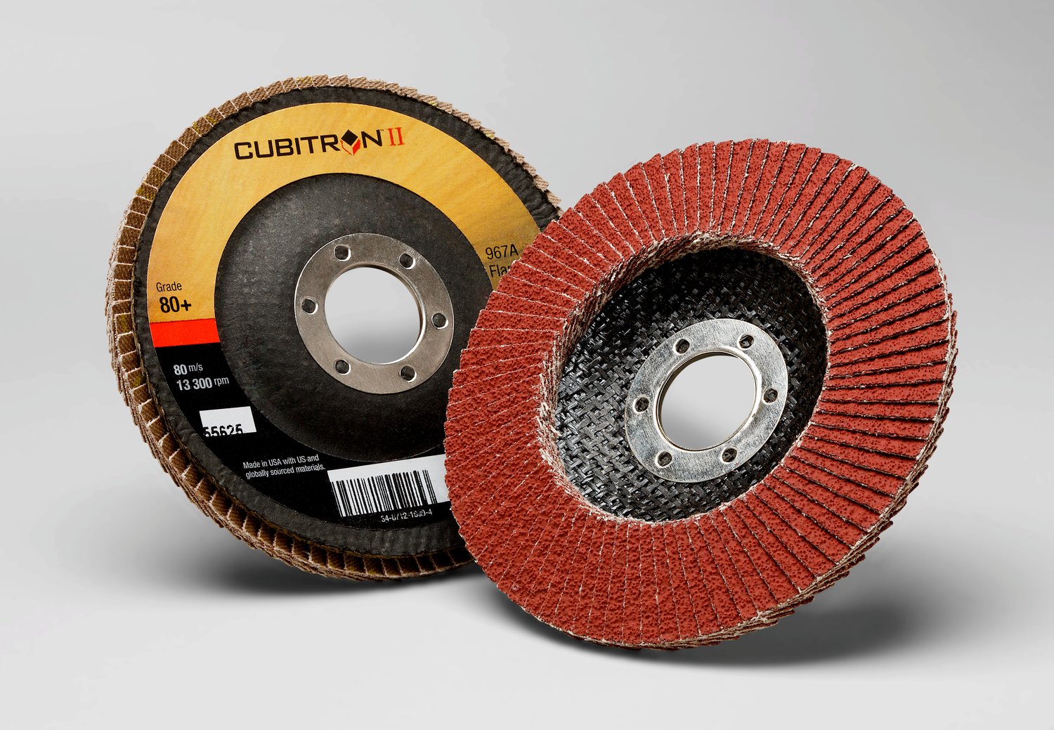 7000148189 - 3M Cubitron II Flap Disc 967A, 80+, T29, 4-1/2 in x 7/8 in, 10 ea/Case