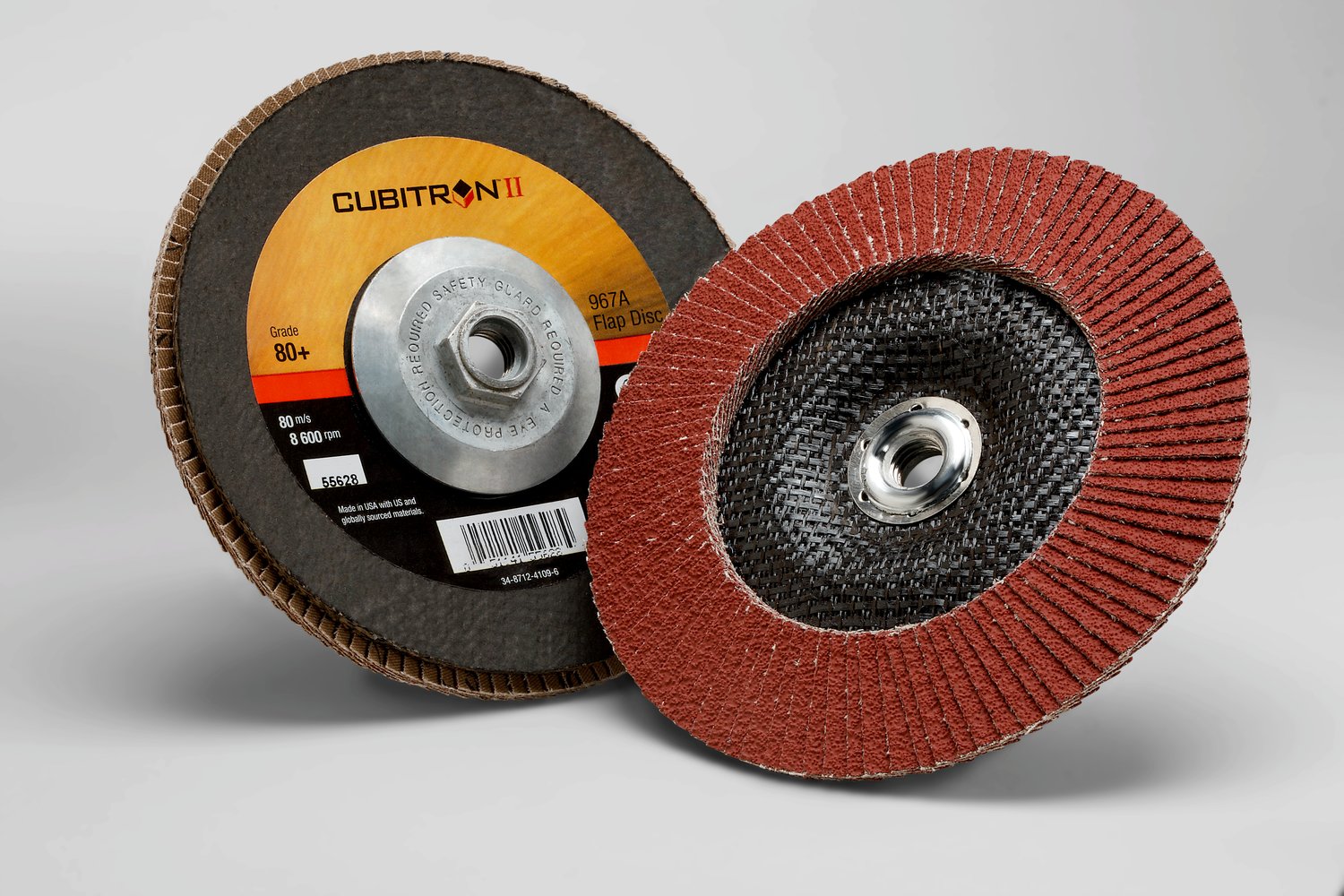 7010363299 - 3M Cubitron II Flap Disc 967A, 80+, T29 Quick Change, 7 in x 5/8"-11, 5 ea/Case