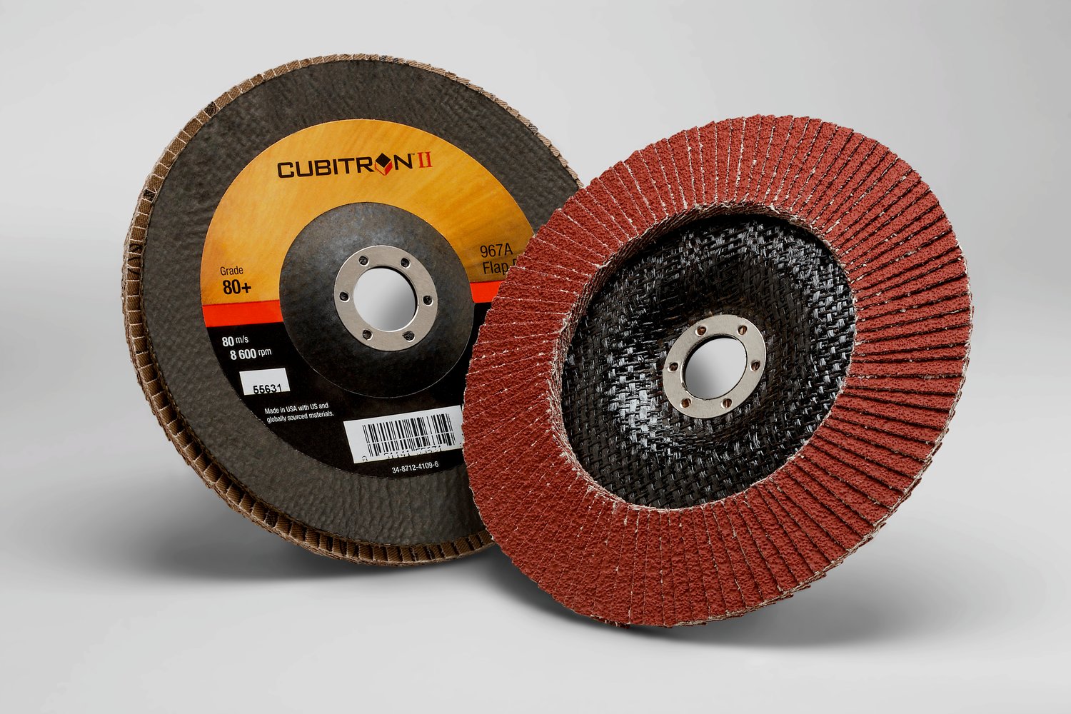 7000148192 - 3M Cubitron II Flap Disc 967A, 80+, T29, 7 in x 7/8 in, 5 ea/Case
