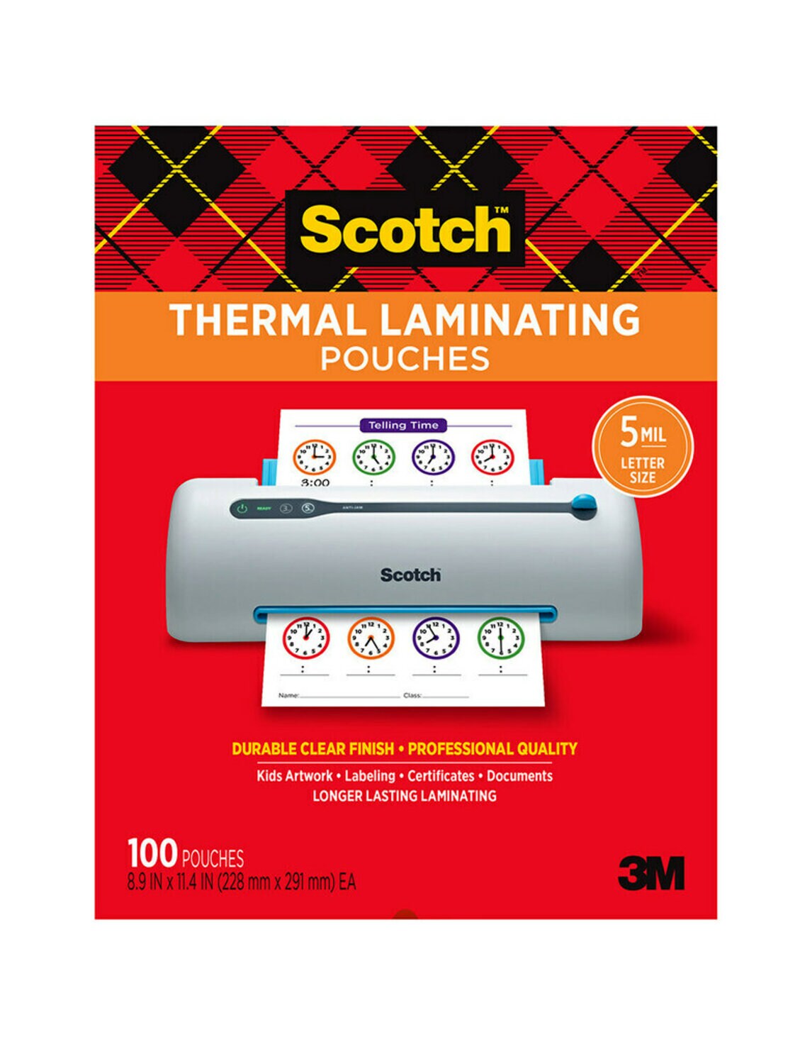 7100265300 - Scotch Thermal Pouches 5 mil TP5854-100, 8.9 in x 11.4 in (228 mm x 291 mm)
